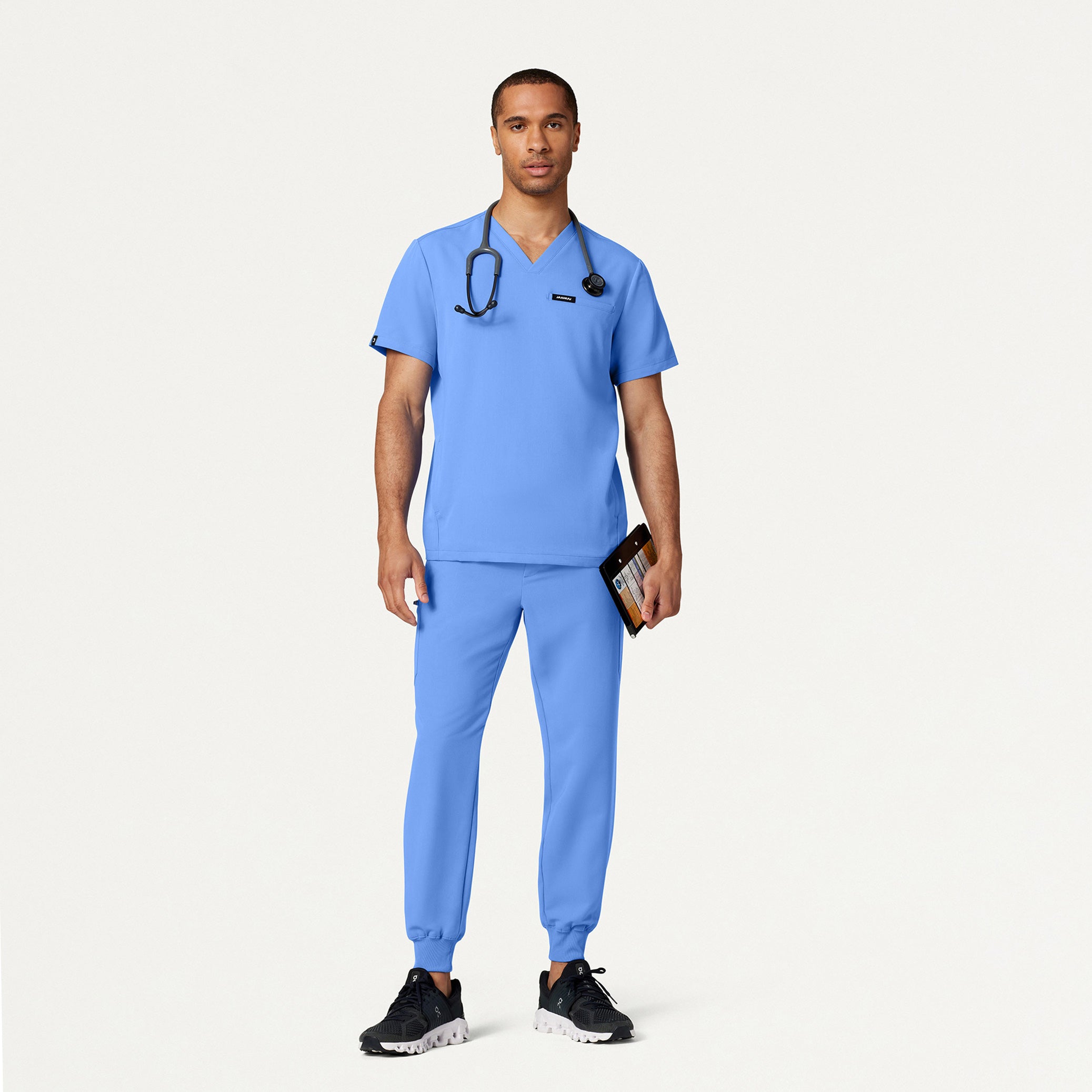 Platt 3-Pocket Scrub Top - Ceil Blue