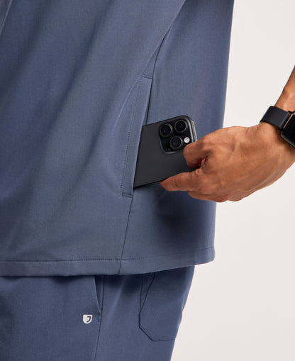 Jaanuu Platt 3-Pocket Scrub Top in Carbon Gray, product photo 5 of 6