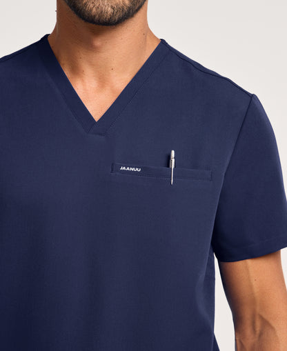 Jaanuu Platt 3-Pocket Scrub Top in Midnight Navy, product photo 3 of 6