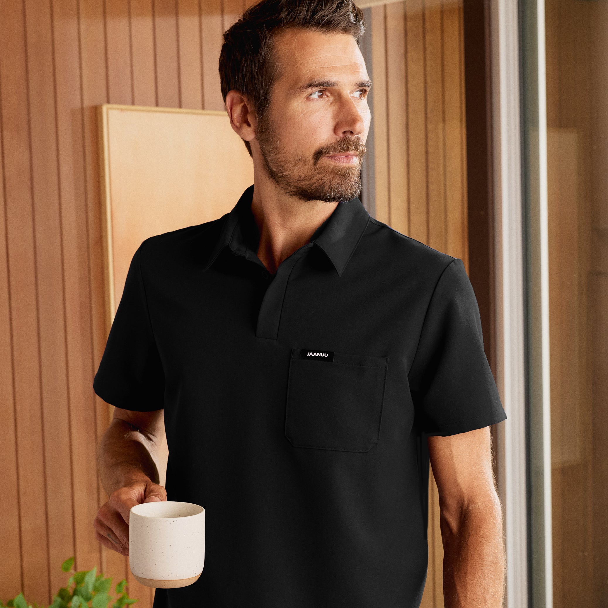 Calderon Polo Scrub Top - Black – JAANUU