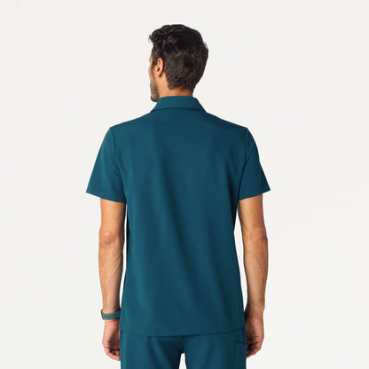 Calderon Polo Scrub Top - Caribbean Blue