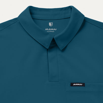 Calderon Polo Scrub Top - Caribbean Blue