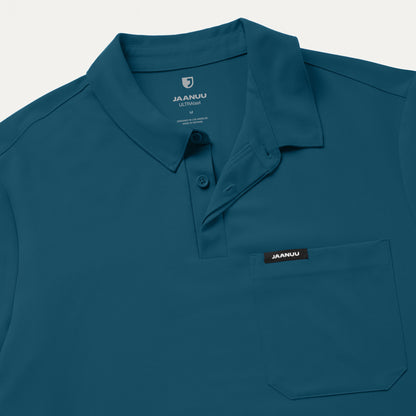 Calderon Polo Scrub Top - Caribbean Blue