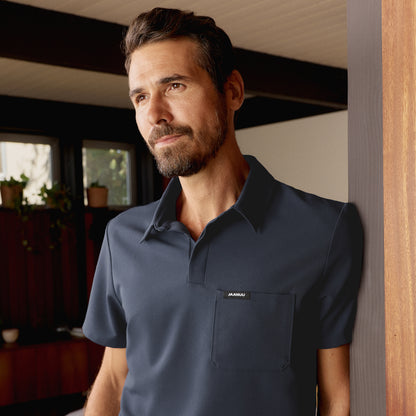 Calderon Polo Scrub Top - Carbon Gray