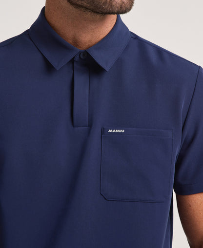 Jaanuu Calderon Polo Scrub Top in Midnight Navy, product photo 3 of 6