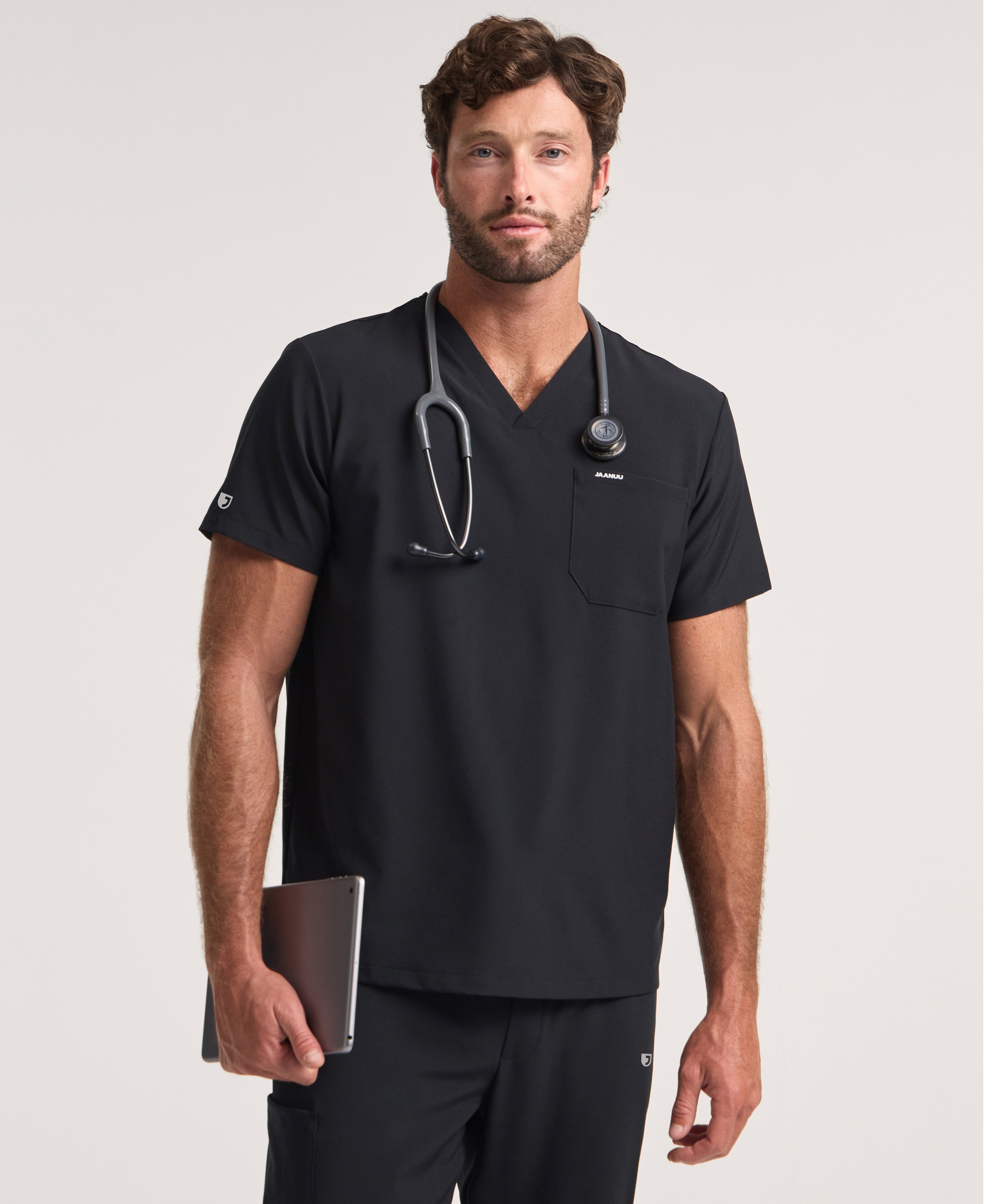 Jaanuu Rhys 1-Pocket Scrub Top in Black, product photo 1 of 6