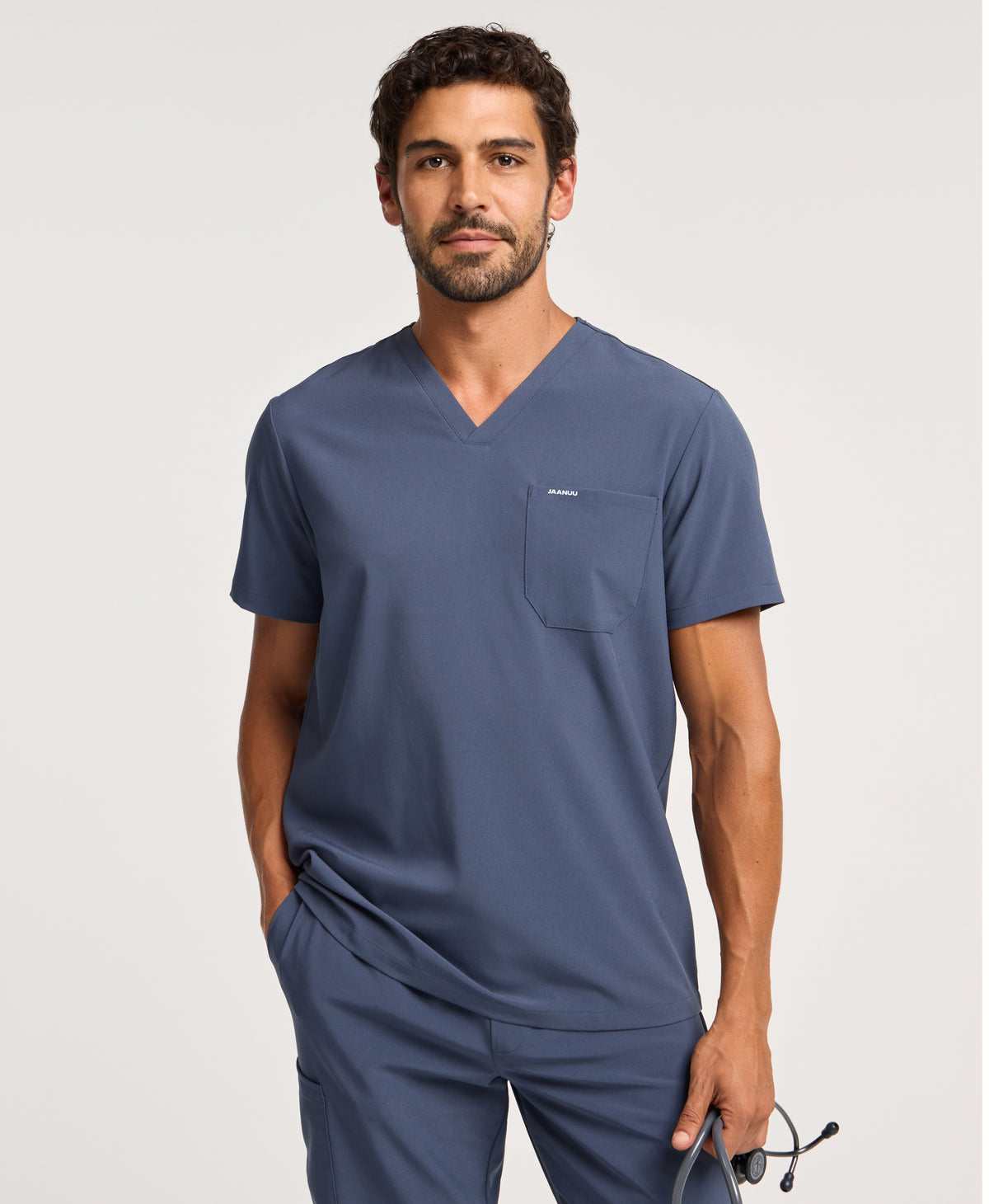 Jaanuu Rhys 1-Pocket Scrub Top in Carbon Gray, product photo 1 of 6