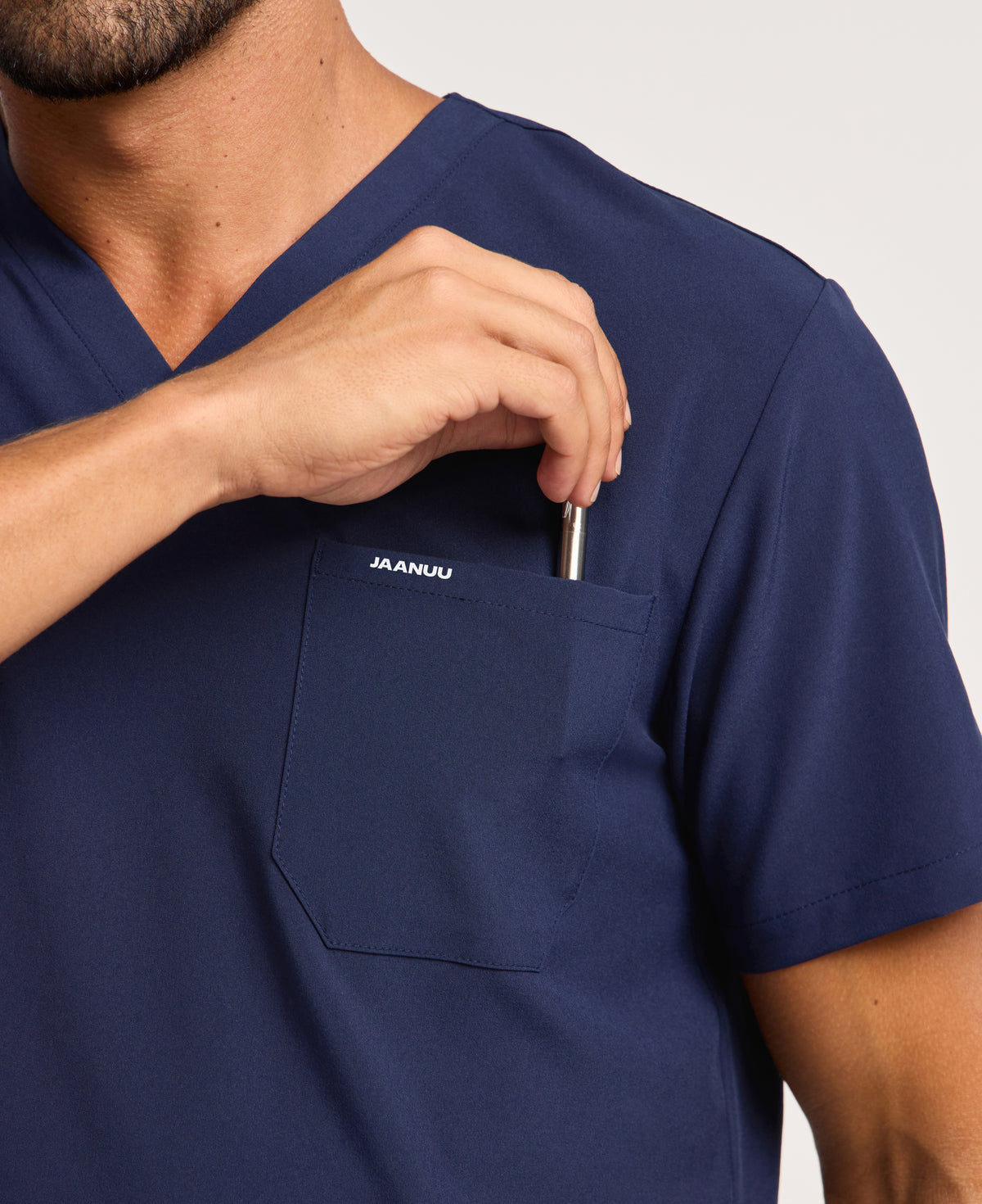 Jaanuu Rhys 1-Pocket Scrub Top in Midnight Navy, product photo 3 of 6