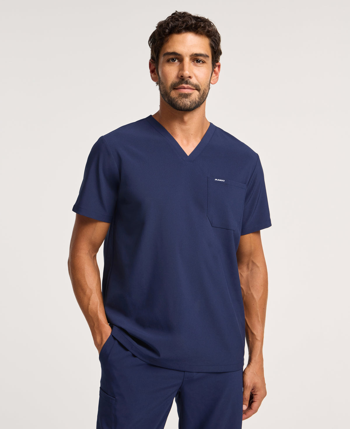 Jaanuu Rhys 1-Pocket Scrub Top in Midnight Navy, product photo 5 of 6