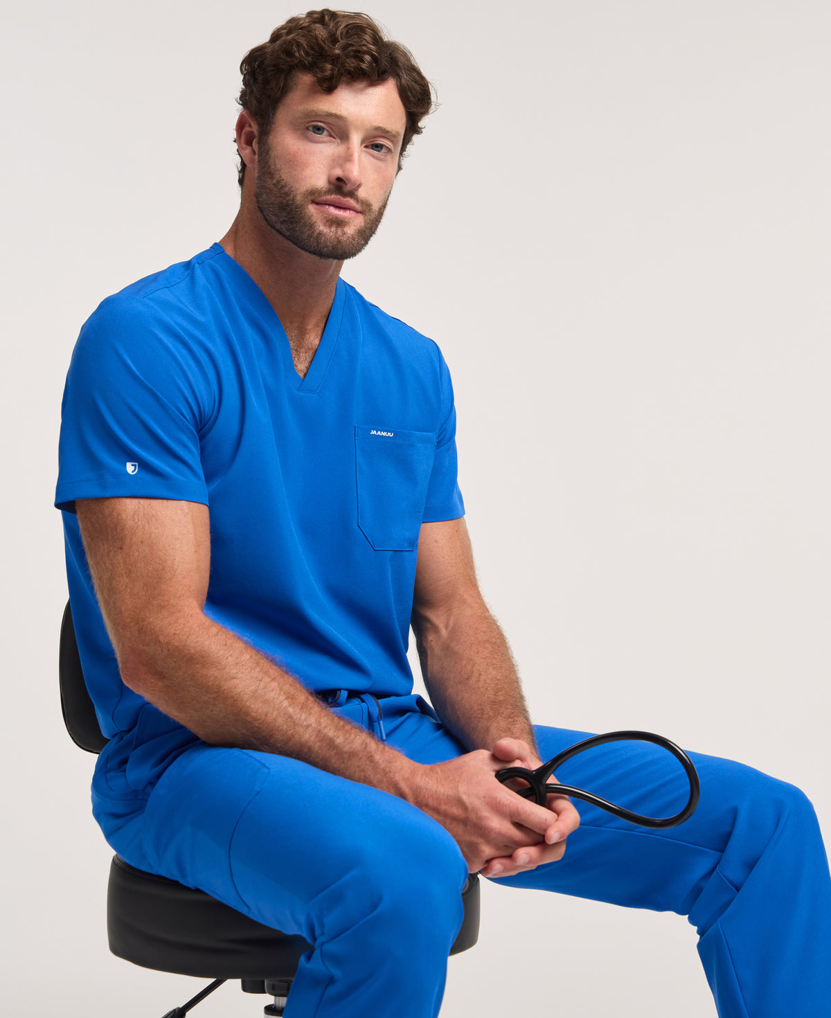 Jaanuu Rhys 1-Pocket Scrub Top in Royal Blue, product photo 5 of 6