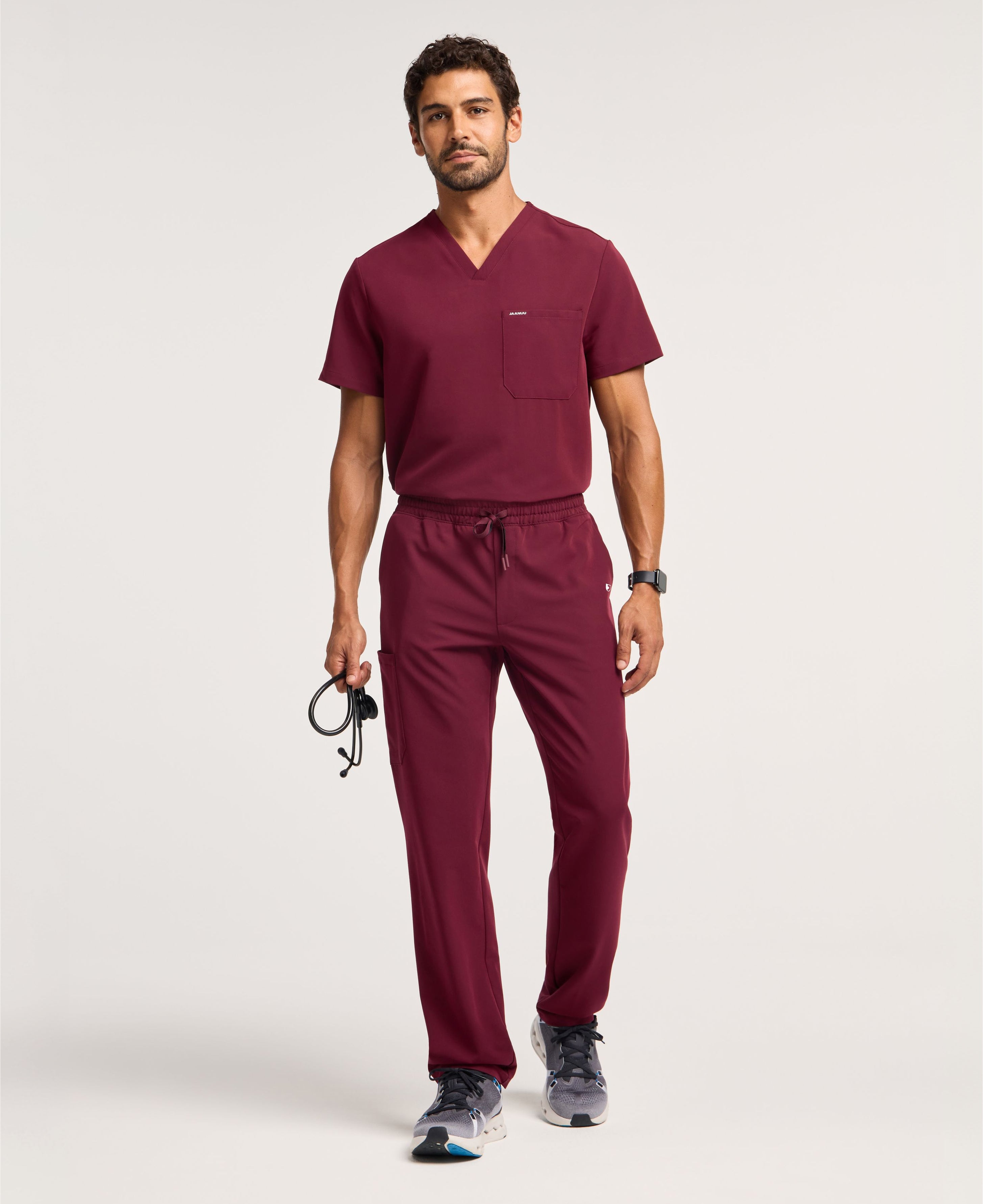 Jaanuu Rhodes Straight-Leg Scrub Pant in Burgundy, product photo 1 of 6