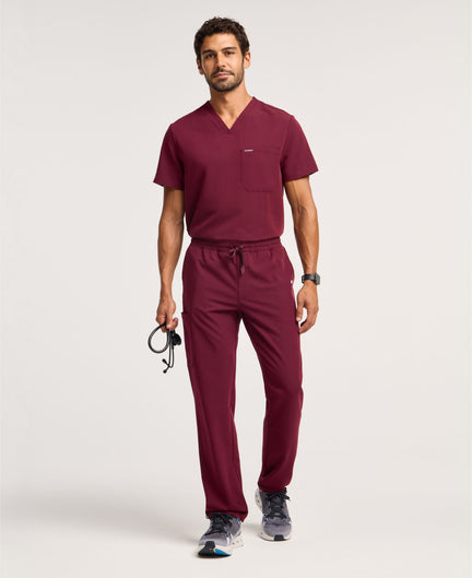 Jaanuu Rhodes Straight-Leg Scrub Pant in Burgundy, product photo 1 of 6