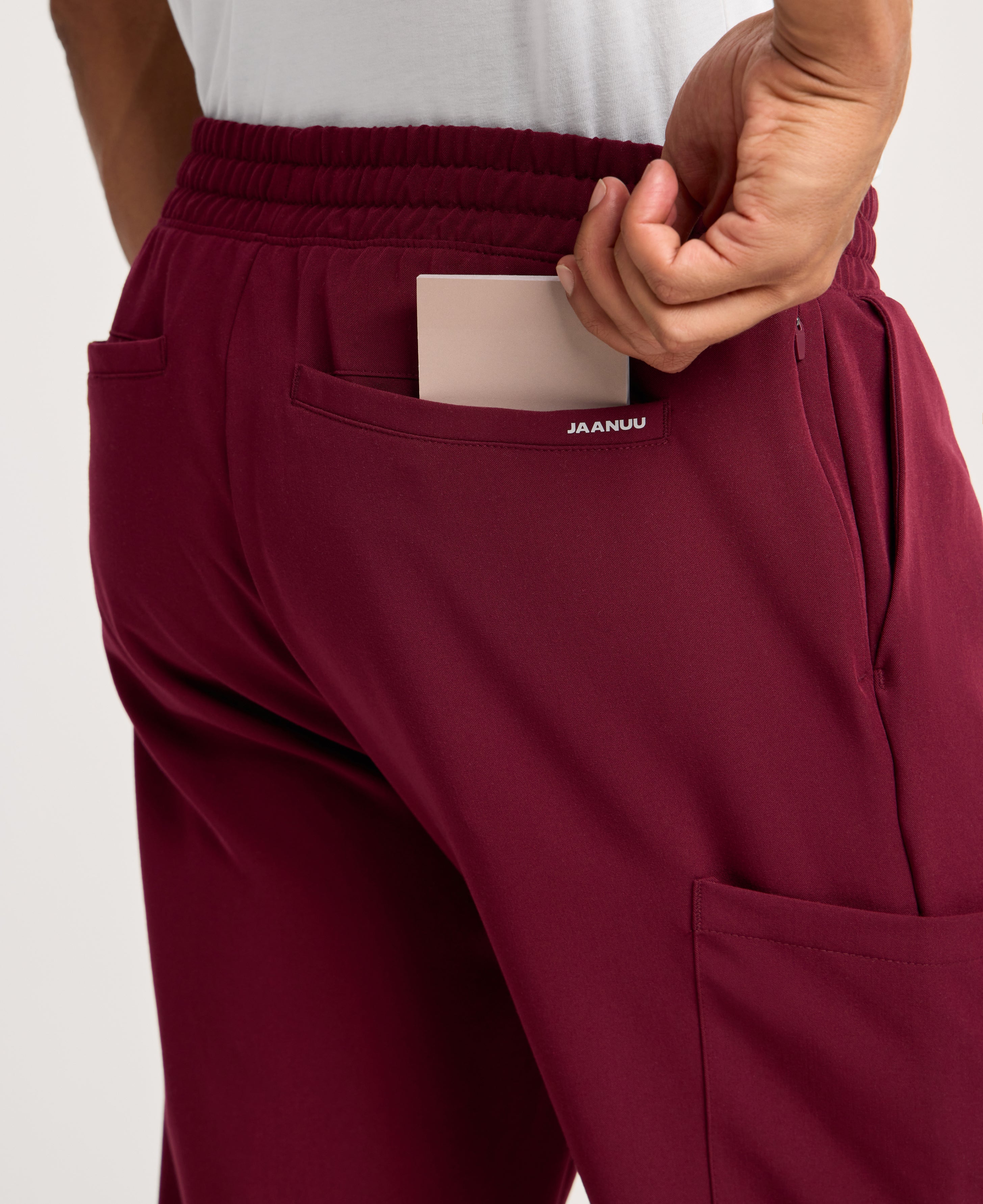 Jaanuu Rhodes Straight-Leg Scrub Pant in Burgundy, product photo 4 of 6