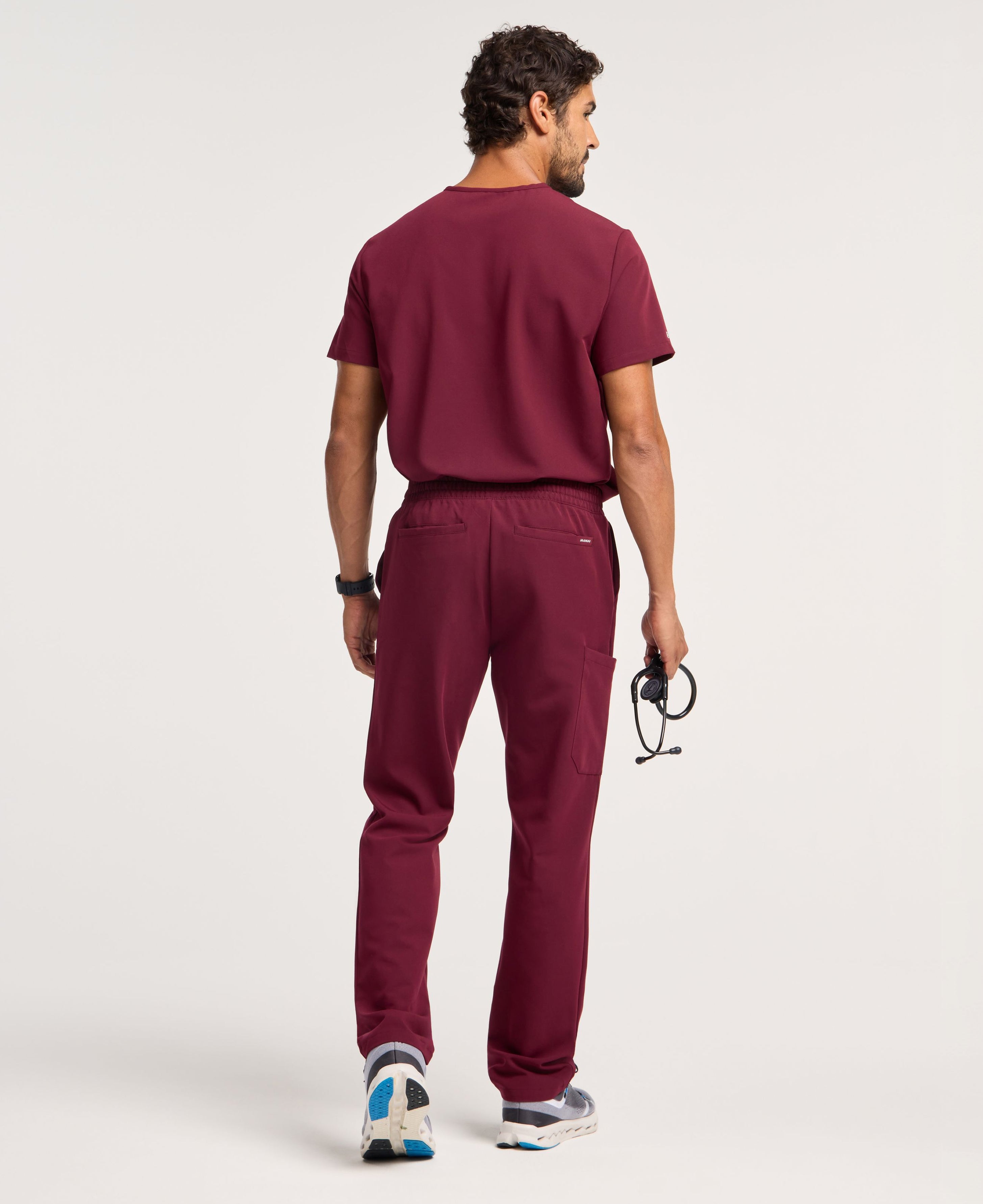 Jaanuu Rhodes Straight-Leg Scrub Pant in Burgundy, product photo 5 of 6