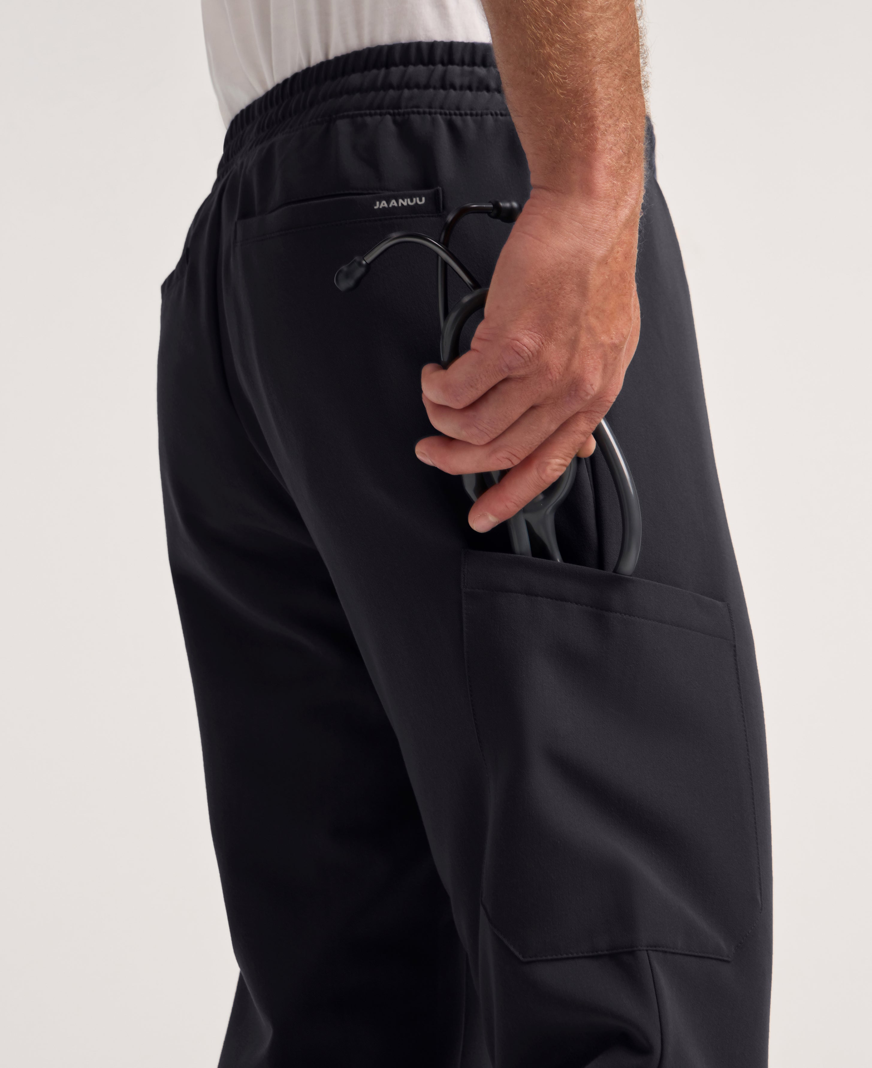Jaanuu Rhodes Straight-Leg Scrub Pant in Black, product photo 3 of 6