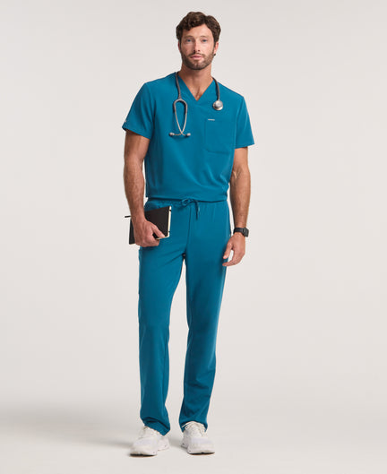 Jaanuu Rhodes Straight-Leg Scrub Pant in Caribbean Blue, product photo 1 of 6