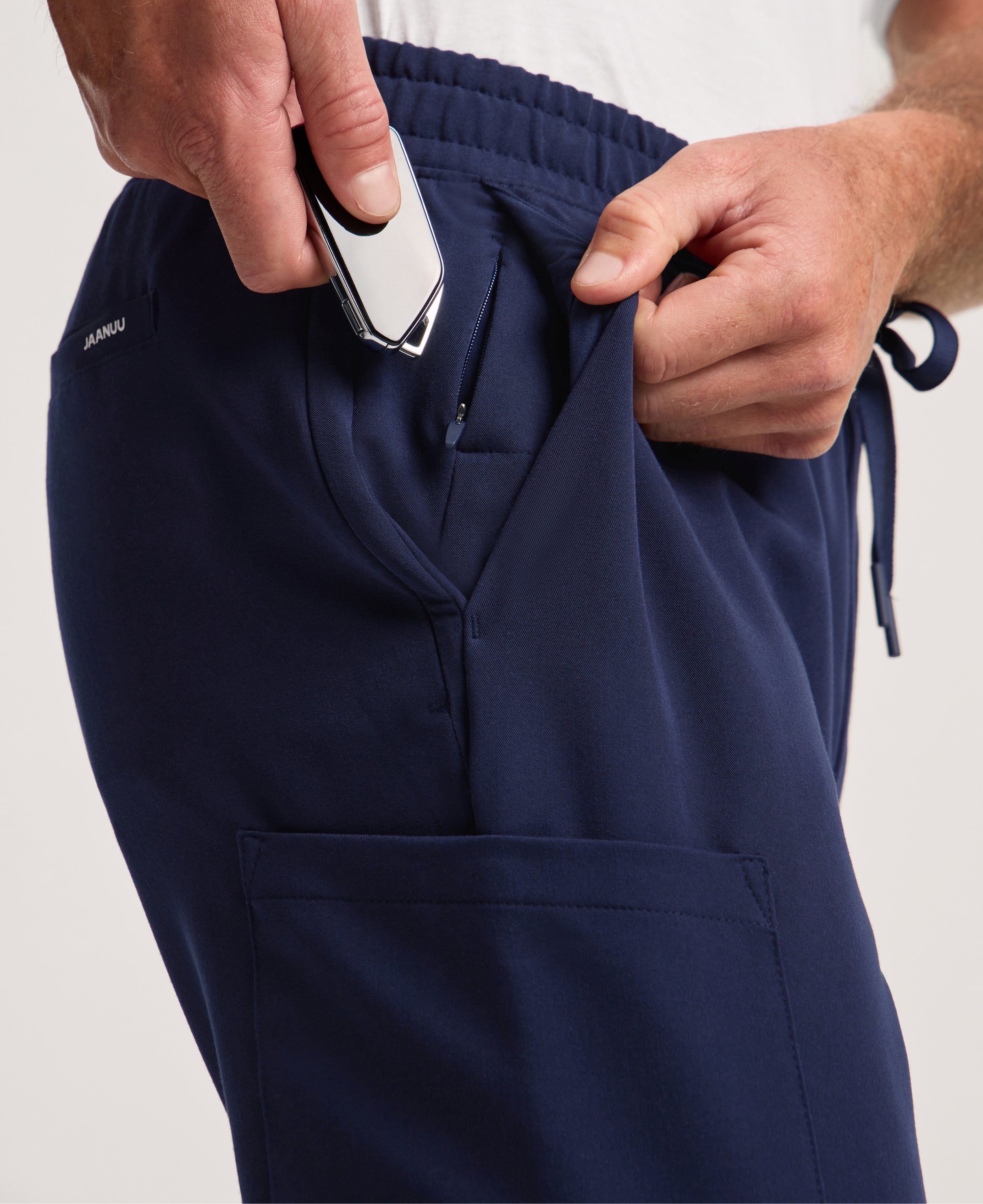 Jaanuu Rhodes Straight-Leg Scrub Pant in Midnight Navy, product photo 5 of 6