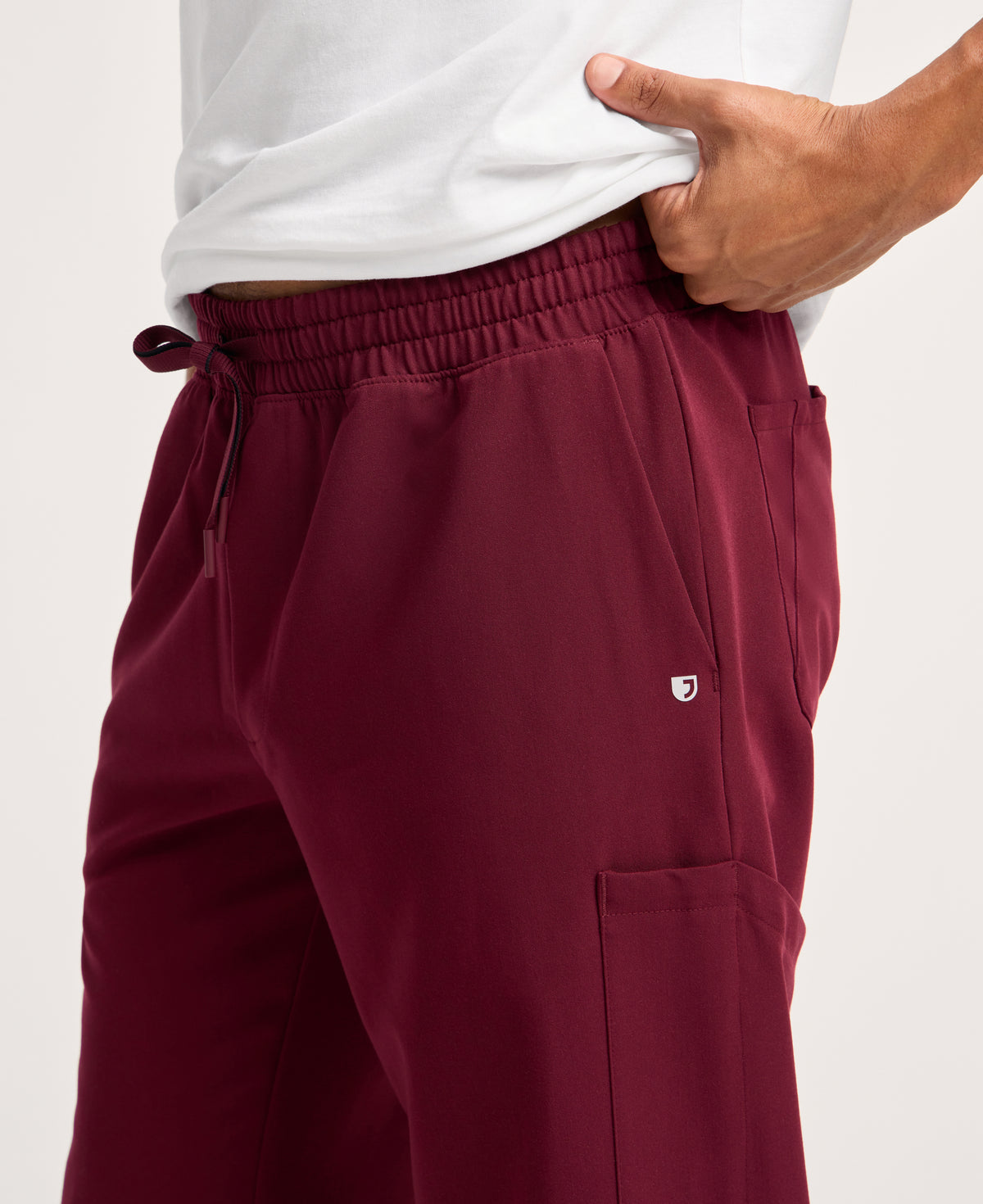 Jaanuu Osmo 8-Pocket Scrub Jogger in Burgundy, product photo 2 of 6