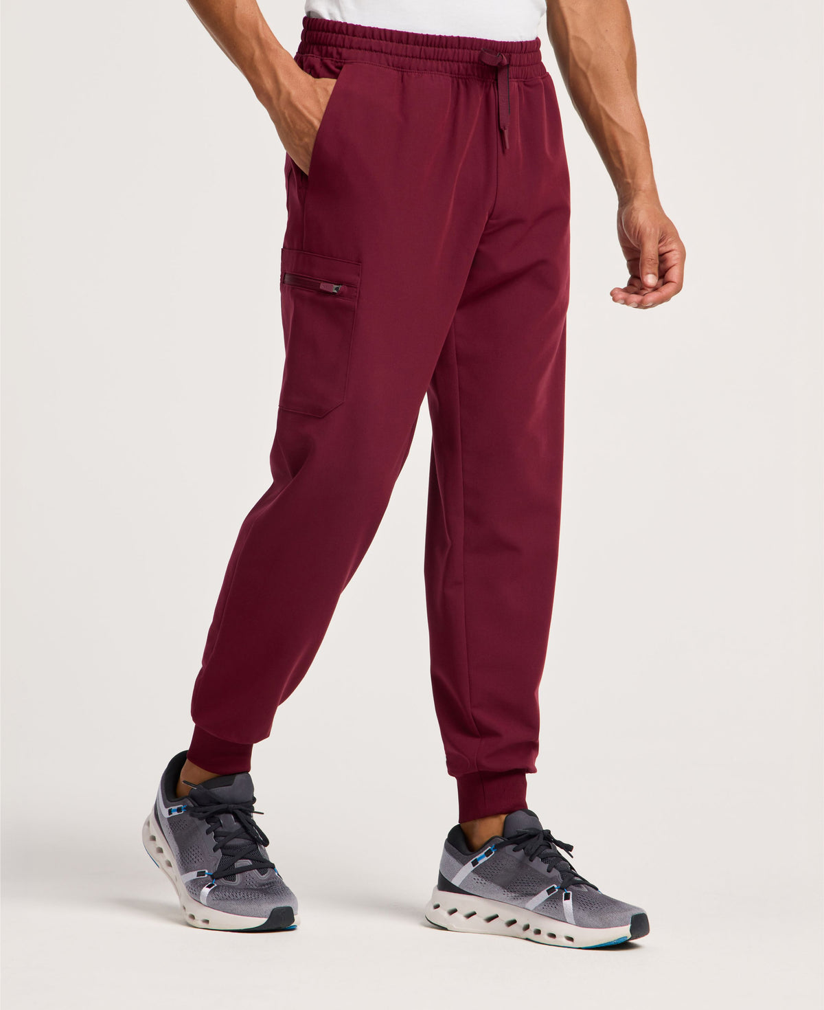Jaanuu Osmo 8-Pocket Scrub Jogger in Burgundy, product photo 4 of 6