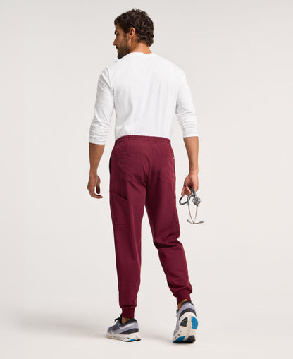 Jaanuu Osmo 8-Pocket Scrub Jogger in Burgundy, product photo 5 of 6
