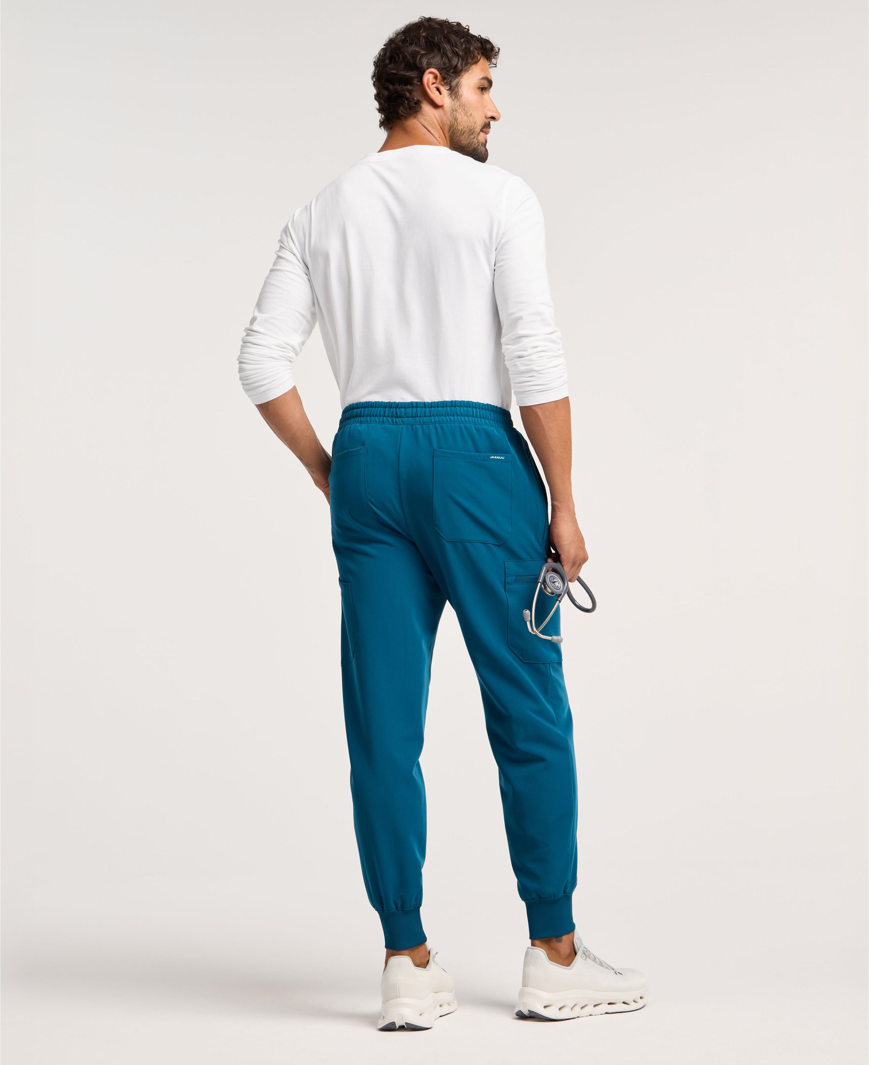 Jaanuu Osmo 8-Pocket Scrub Jogger in Caribbean Blue, product photo 5 of 6