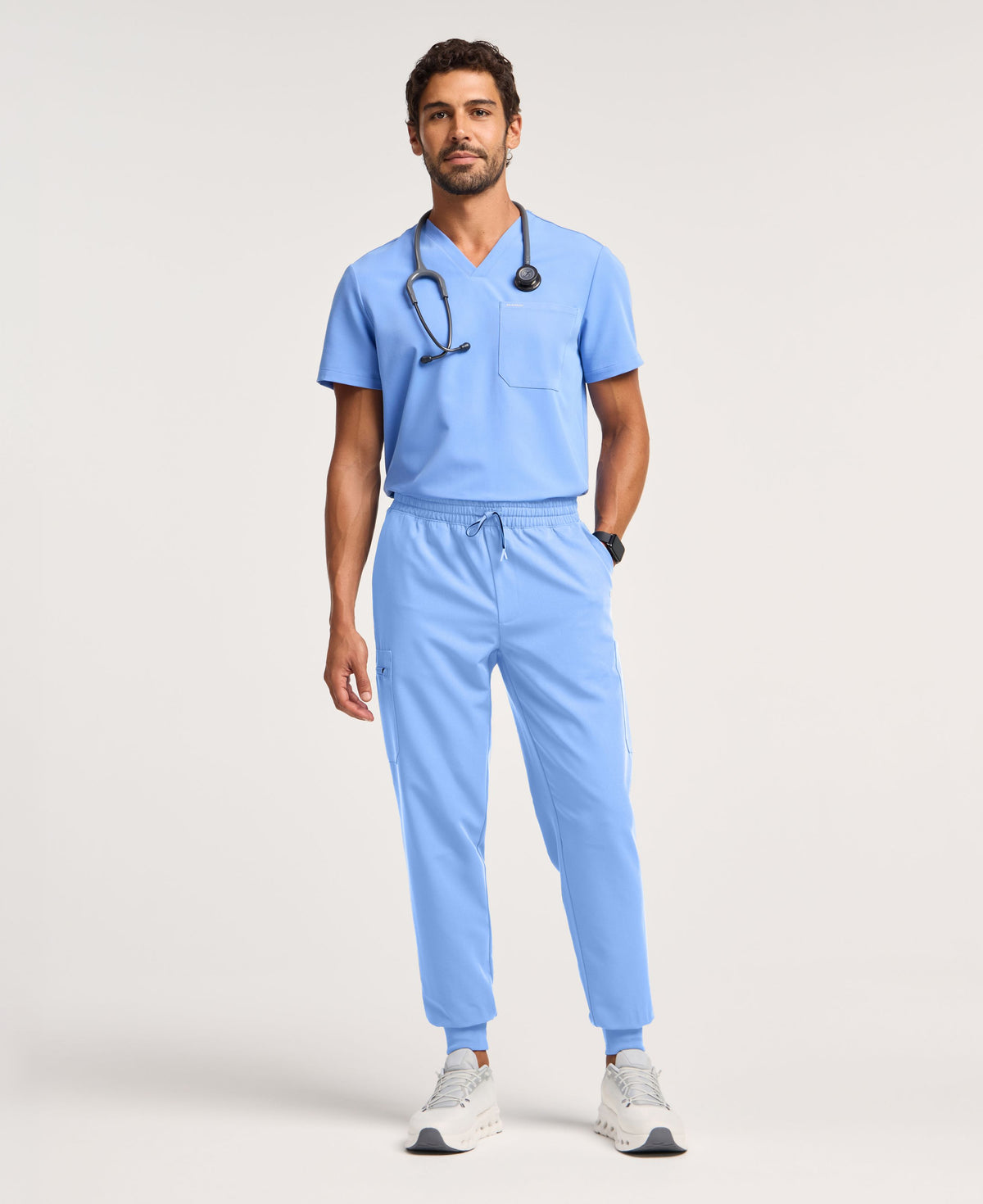 Jaanuu Osmo 8-Pocket Scrub Jogger in Ceil Blue, product photo 1 of 6
