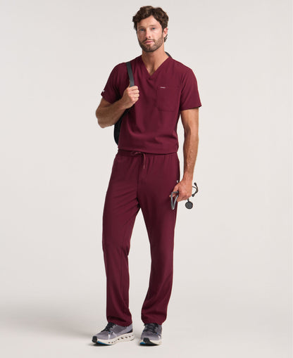 Jaanuu Brooks Straight-Leg Scrub Pant in Burgundy, product photo 5 of 6