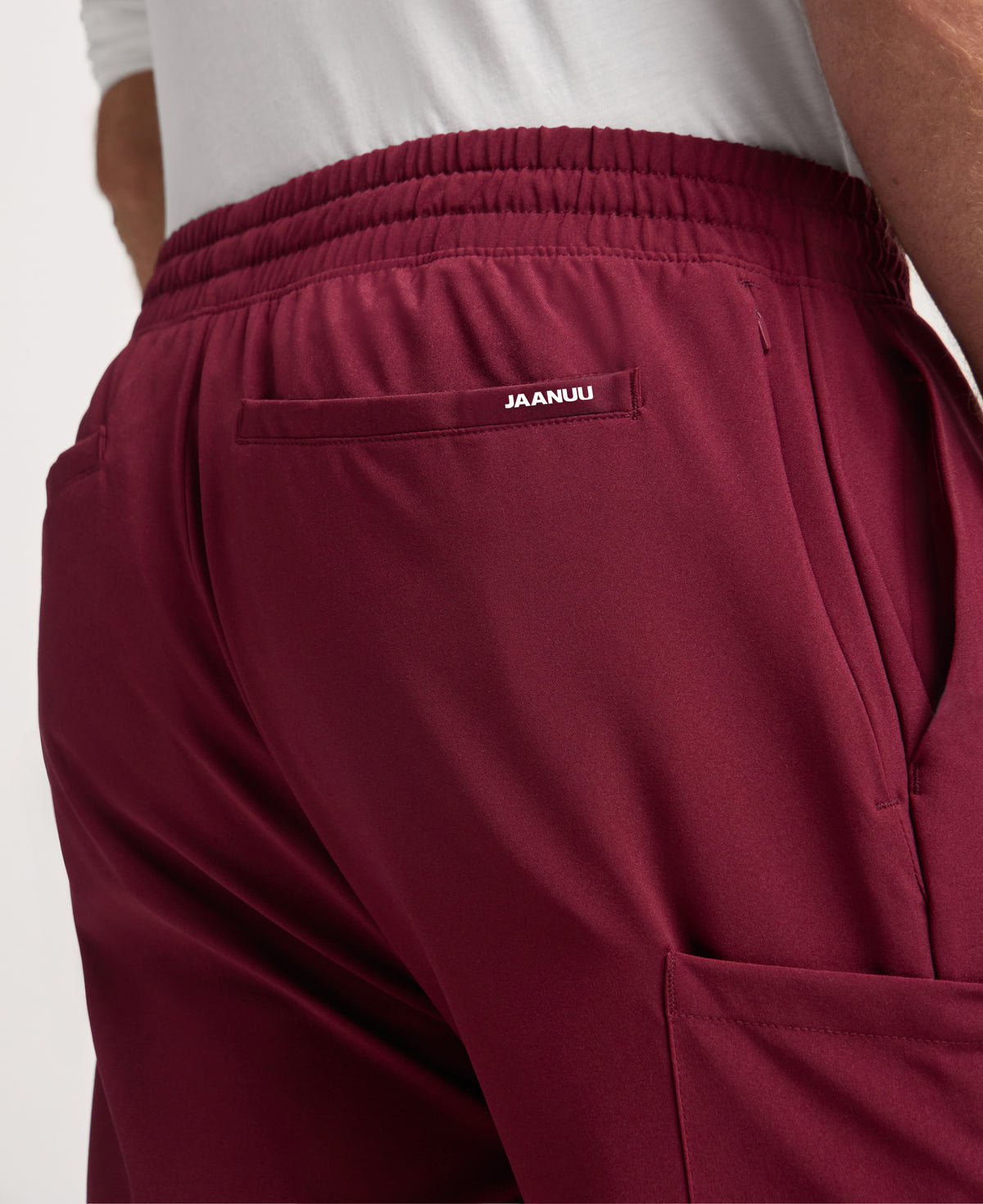 Jaanuu Brooks Straight-Leg Scrub Pant in Burgundy, product photo 6 of 6