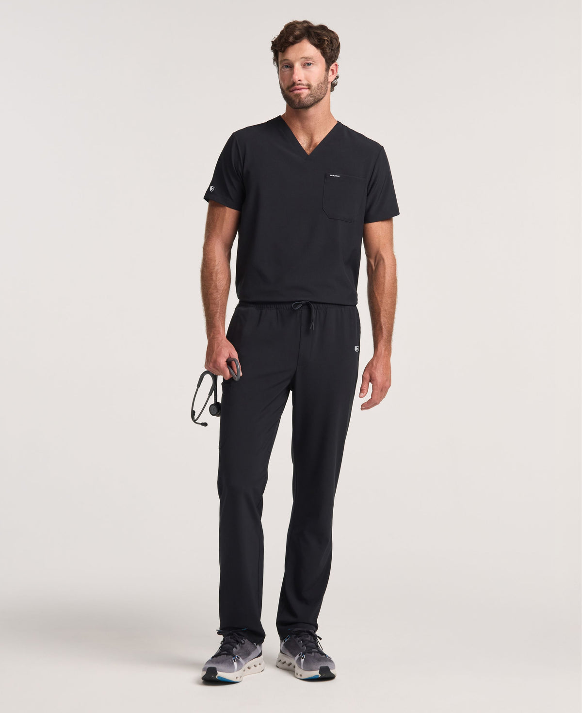 Jaanuu Brooks Straight-Leg Scrub Pant in Black, product photo 2 of 6