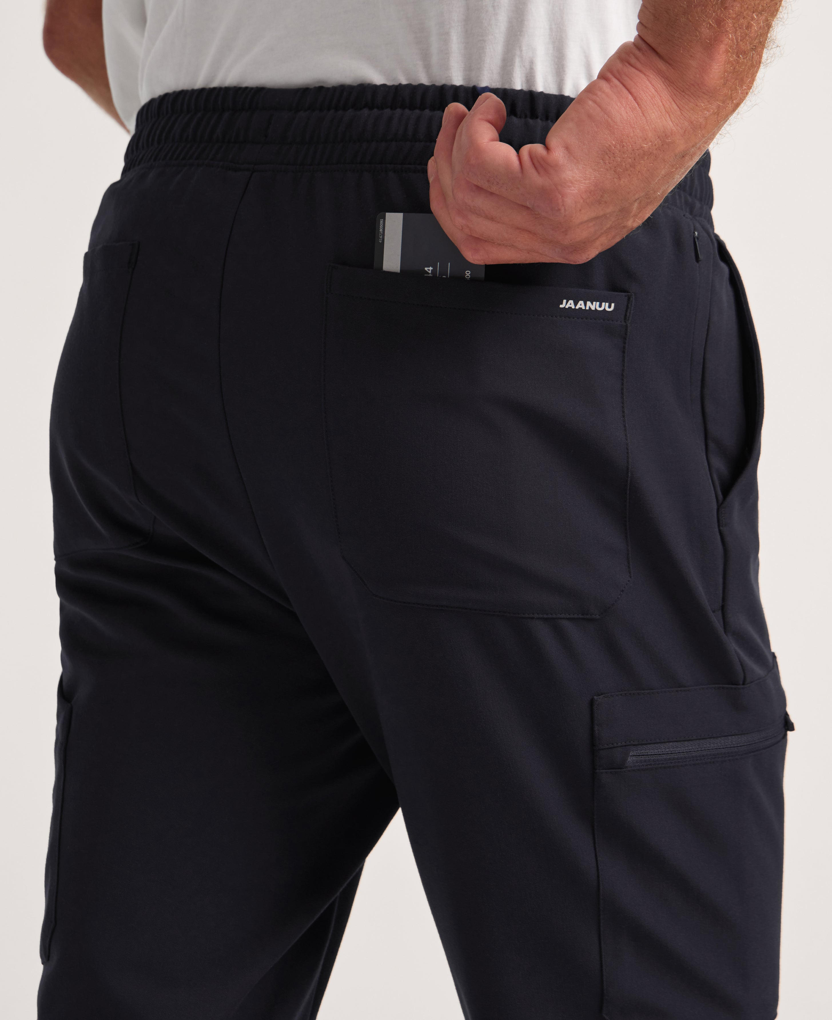 Jaanuu Osmo Slim 8-Pocket Scrub Jogger in Black, product photo 3 of 6