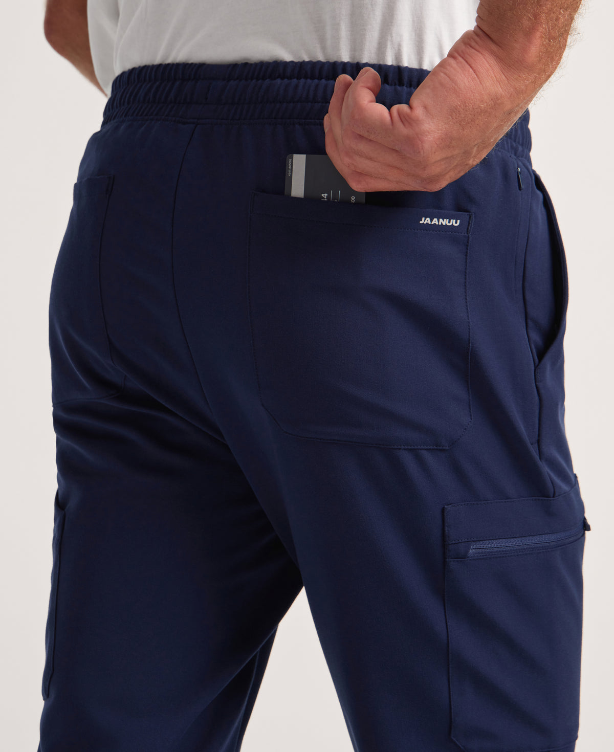 Jaanuu Osmo Slim 8-Pocket Scrub Jogger in Midnight Navy, product photo 3 of 6