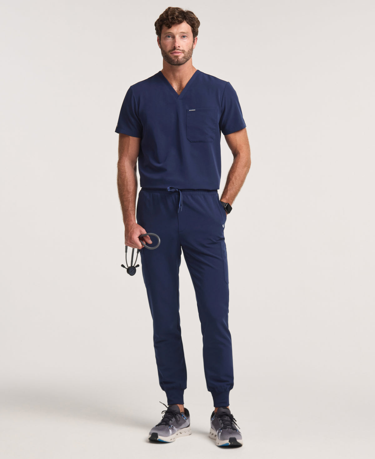Jaanuu Osmo Slim 8-Pocket Scrub Jogger in Midnight Navy, product photo 4 of 6