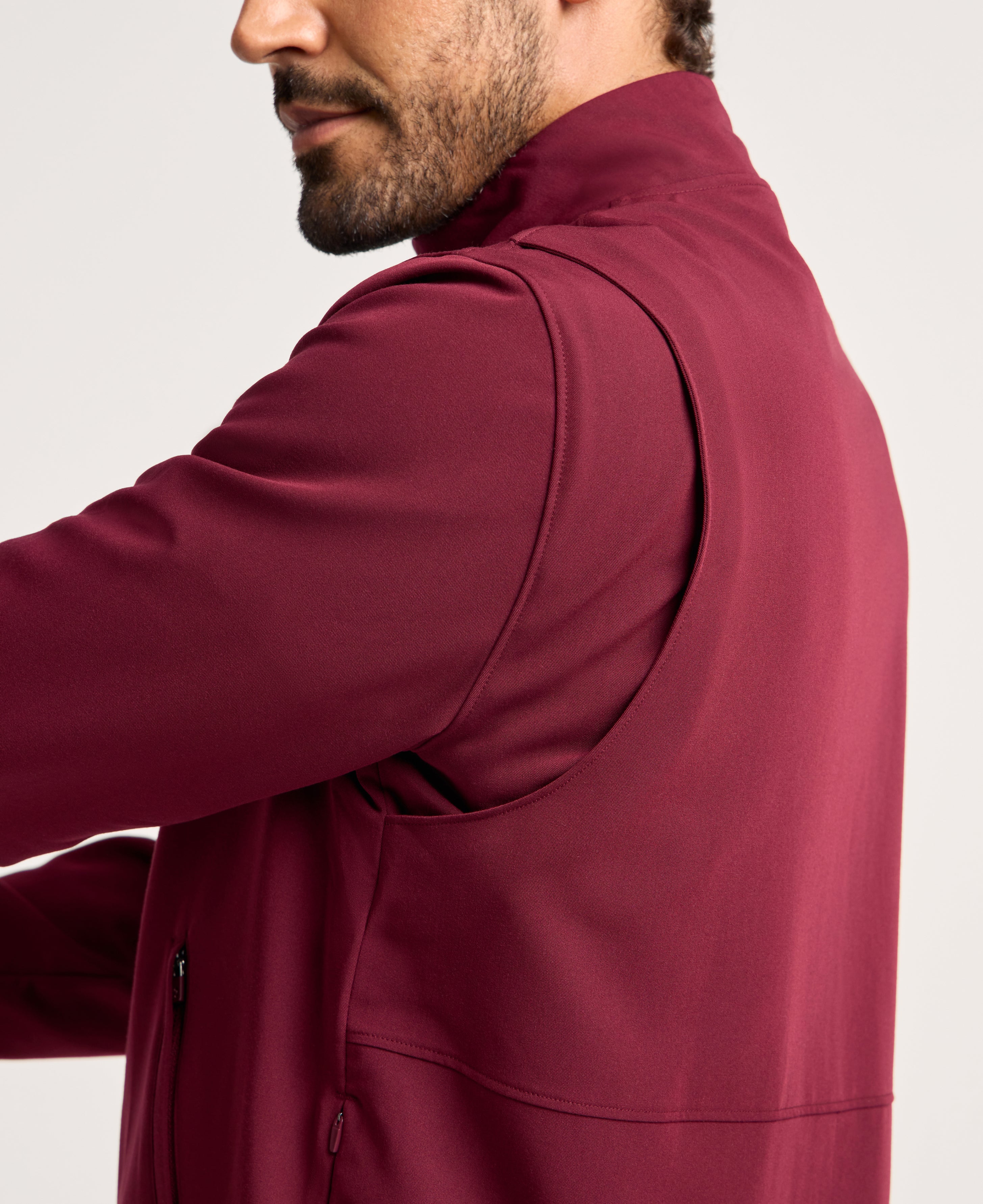Jaanuu Wolfe 6-Pocket Scrub Jacket in Burgundy, product photo 3 of 6