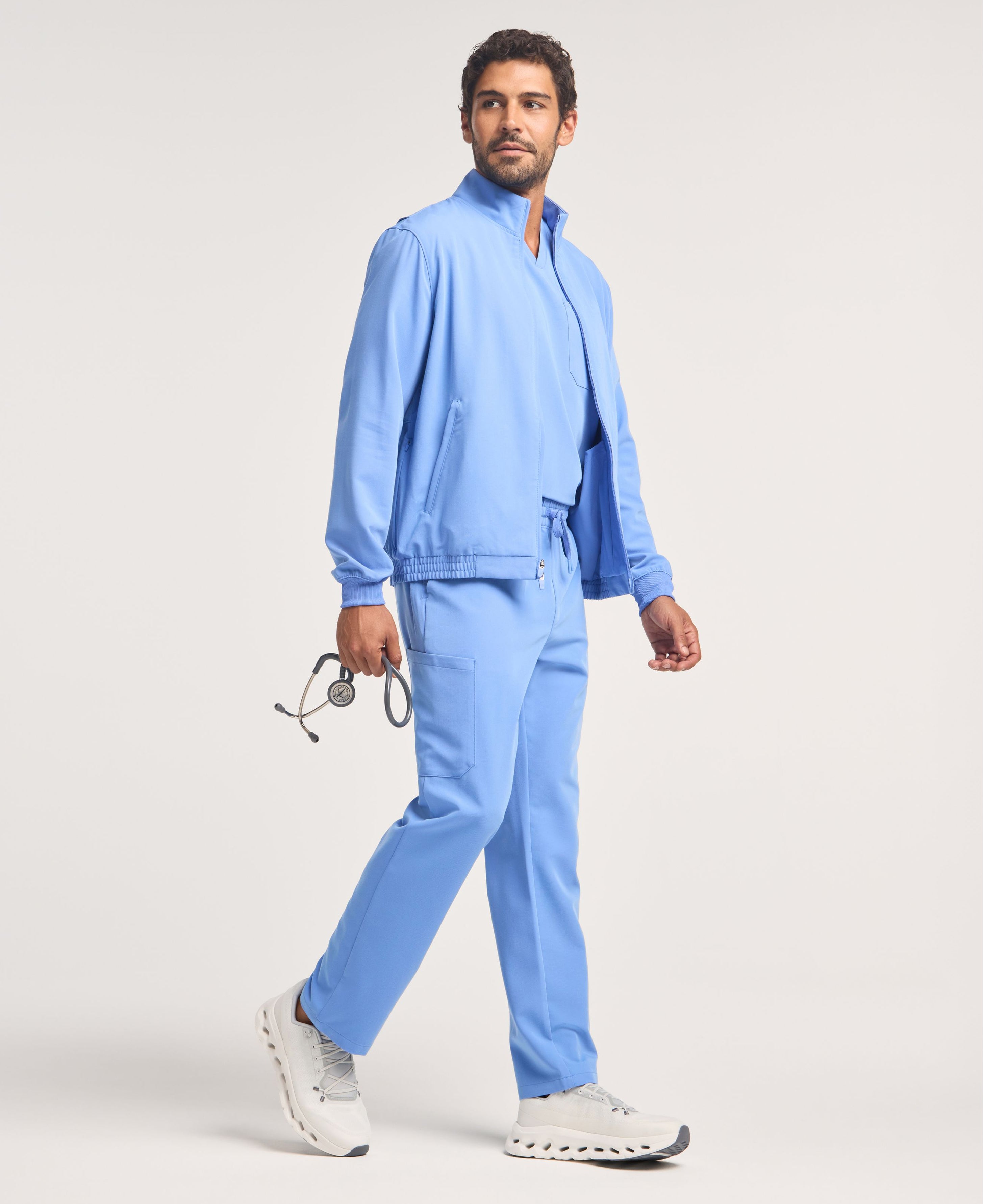 Wolfe 6-Pocket Scrub Jacket - Ceil Blue | JAANUU