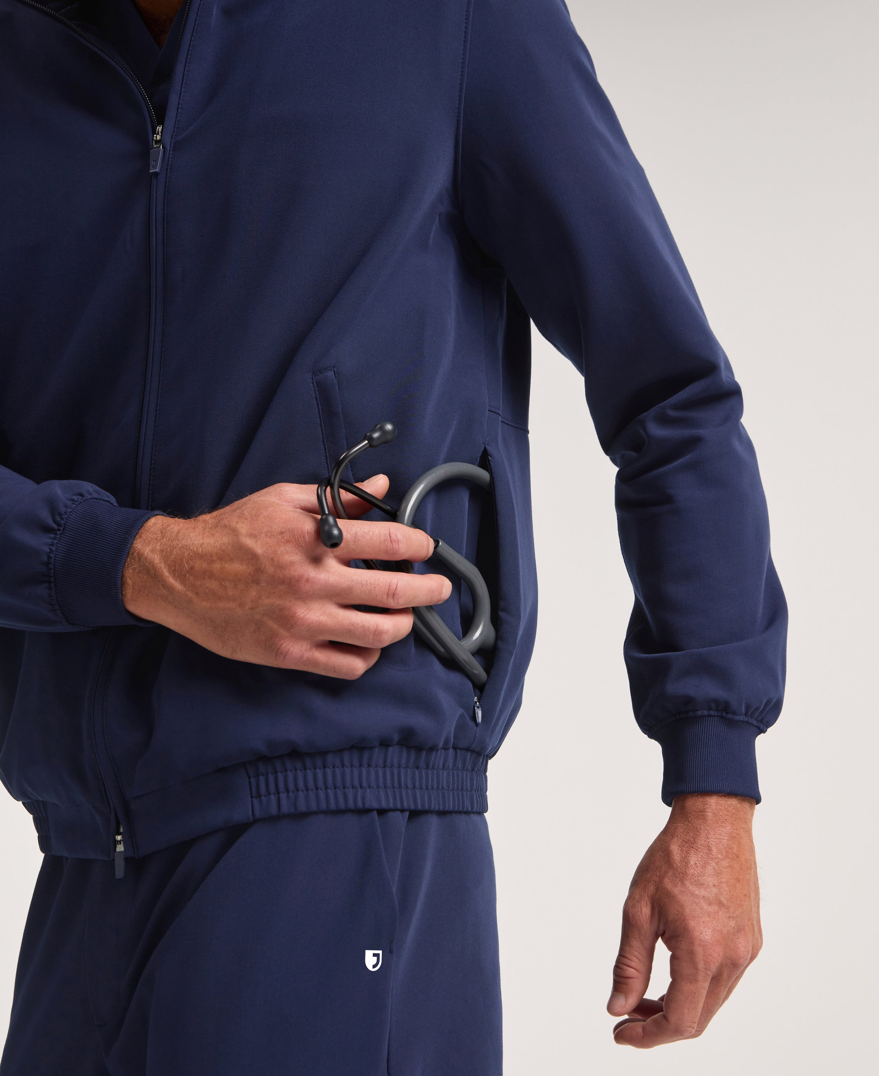 Jaanuu Wolfe 6-Pocket Scrub Jacket in Midnight Navy, product photo 4 of 6