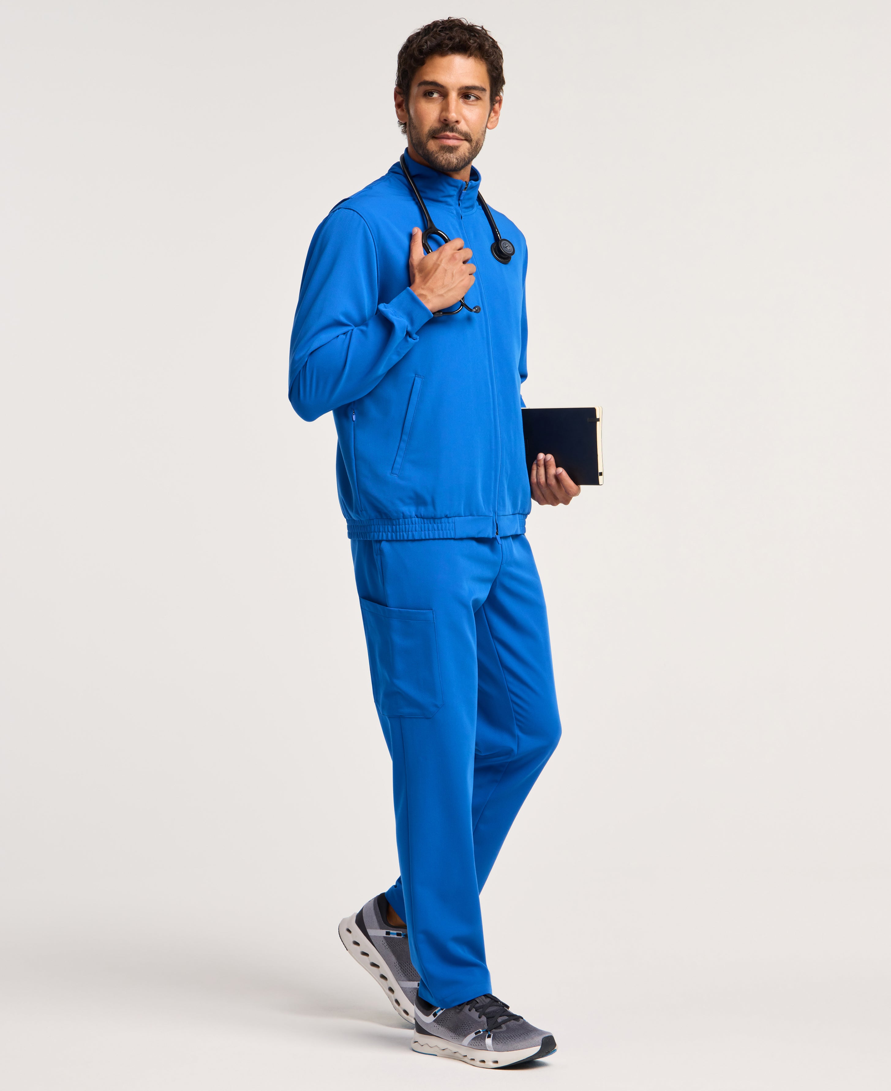 Jaanuu Wolfe 6-Pocket Scrub Jacket in Royal Blue, product photo 2 of 6