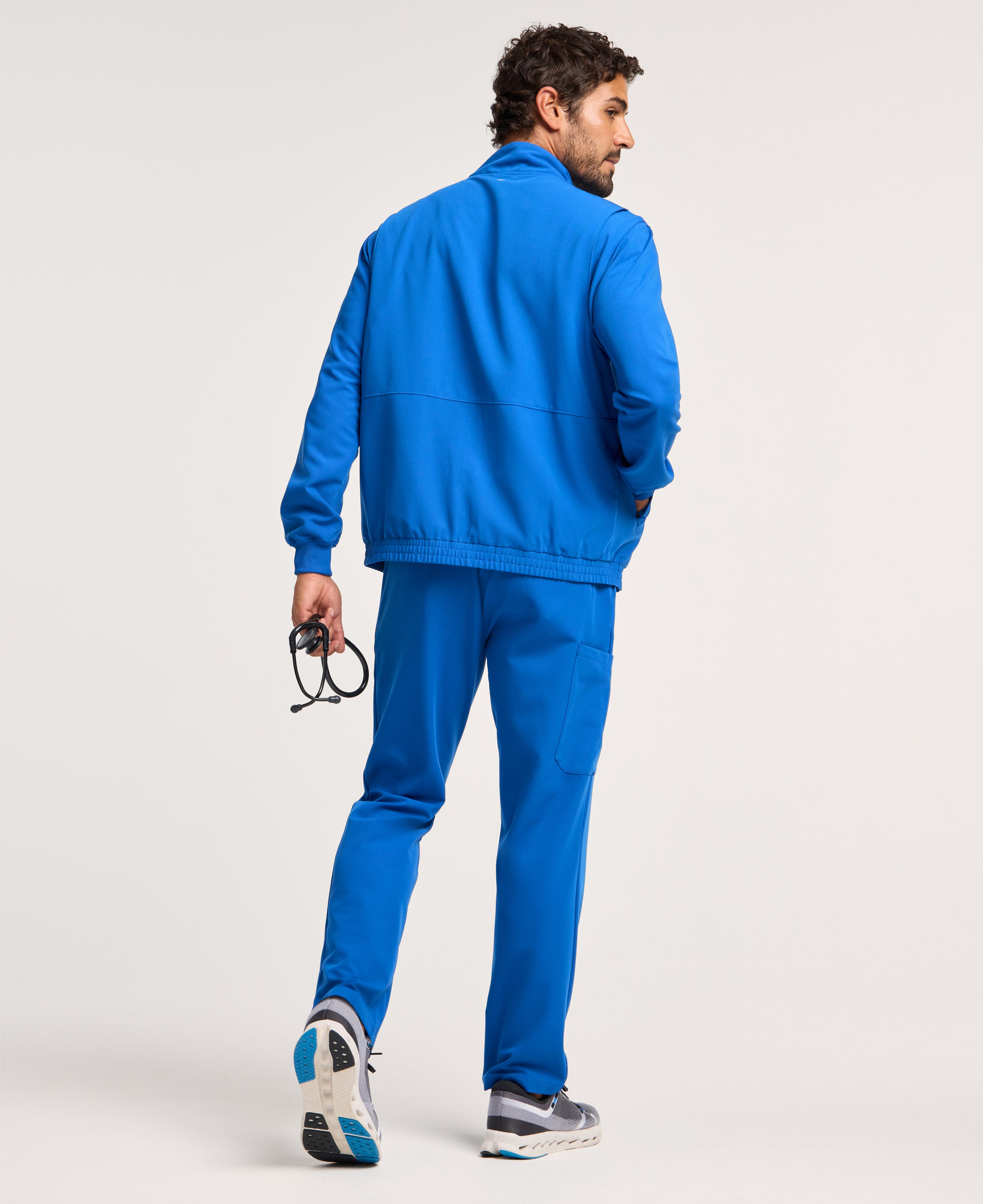 Jaanuu Wolfe 6-Pocket Scrub Jacket in Royal Blue, product photo 5 of 6