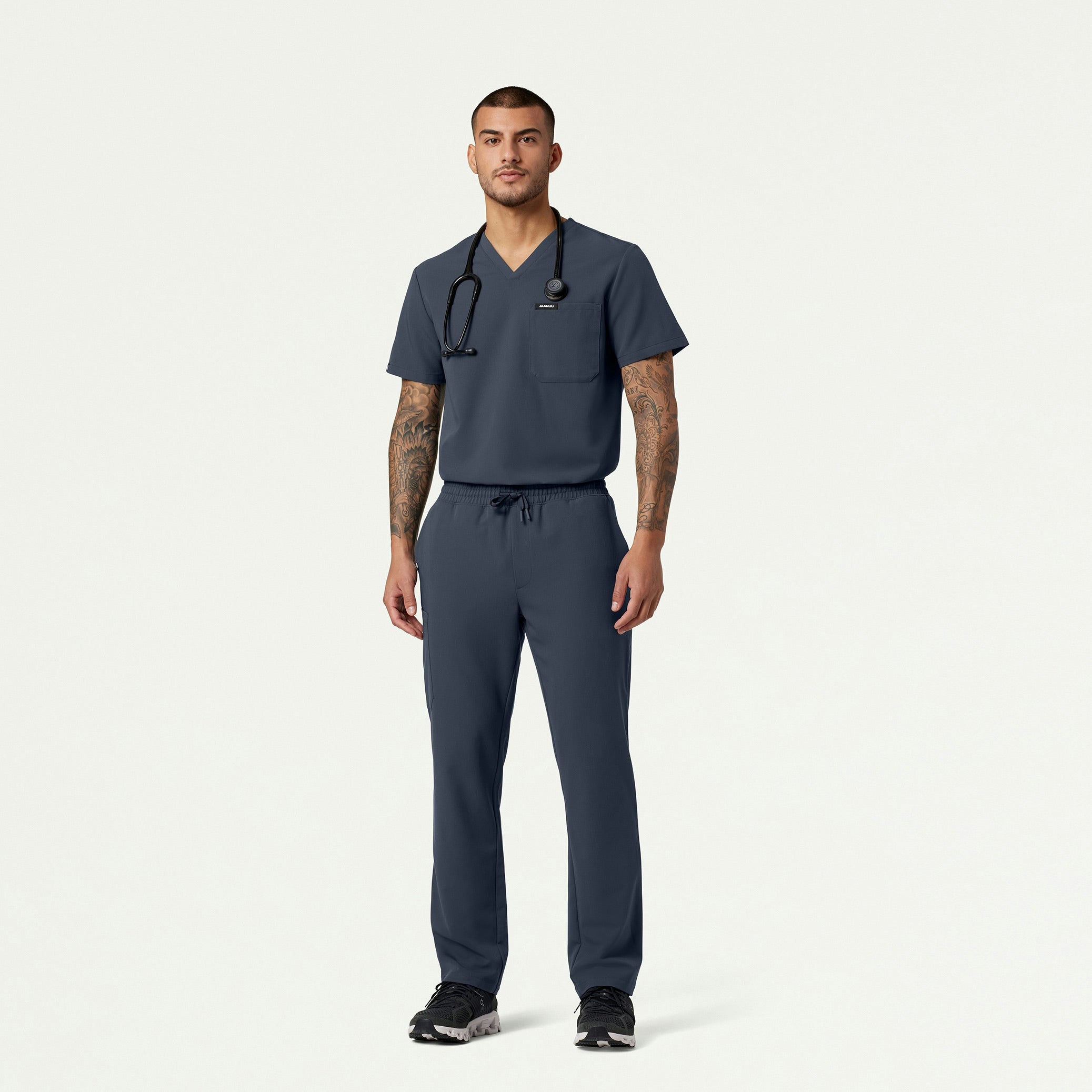 Man wearing Carbon Gray scrub set