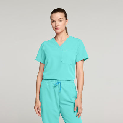 Rhena Essential 1-Pocket Scrub Top - Surf
