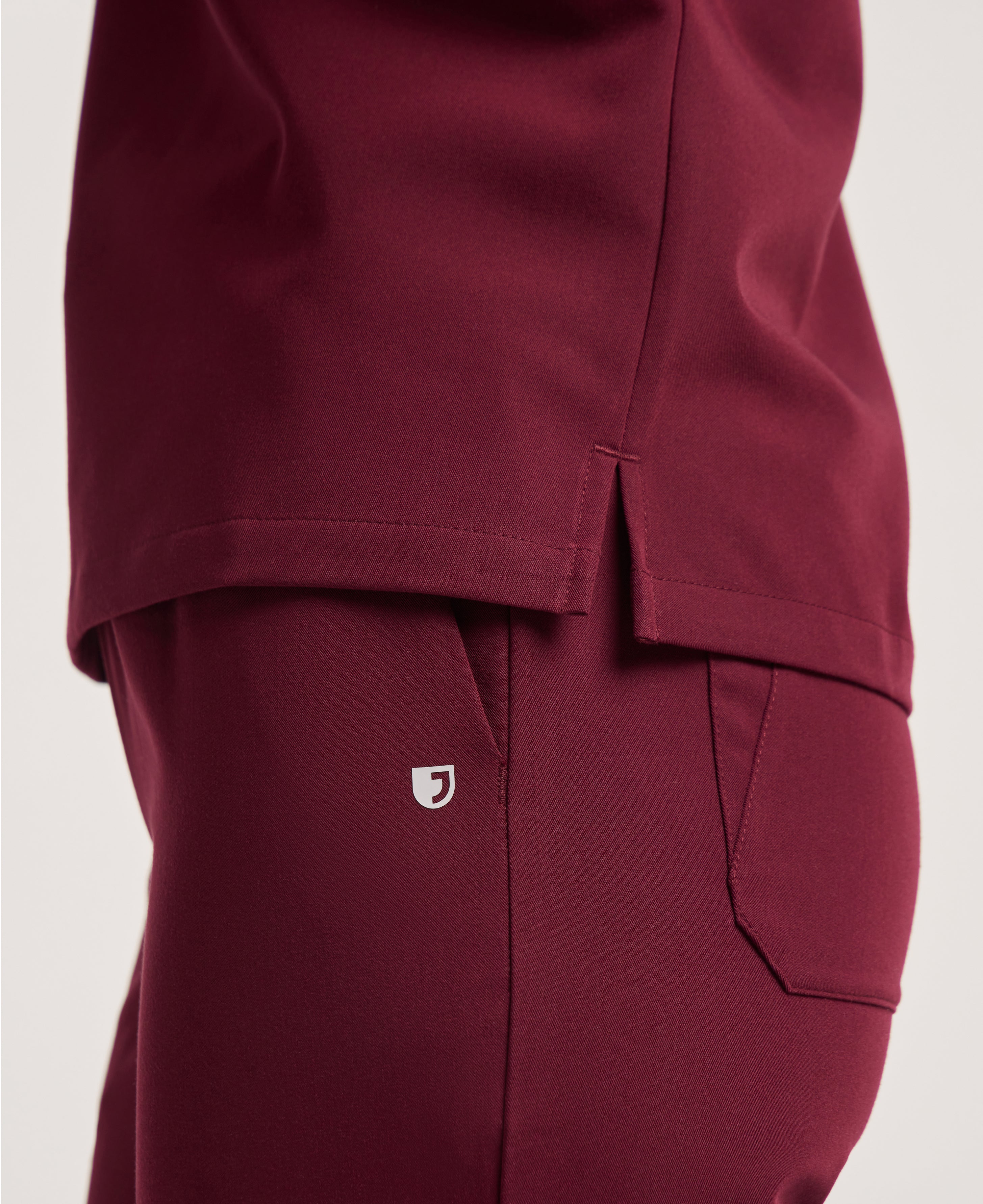 Jaanuu Rhena 1-Pocket Scrub Top in Burgundy, product photo 5 of 6