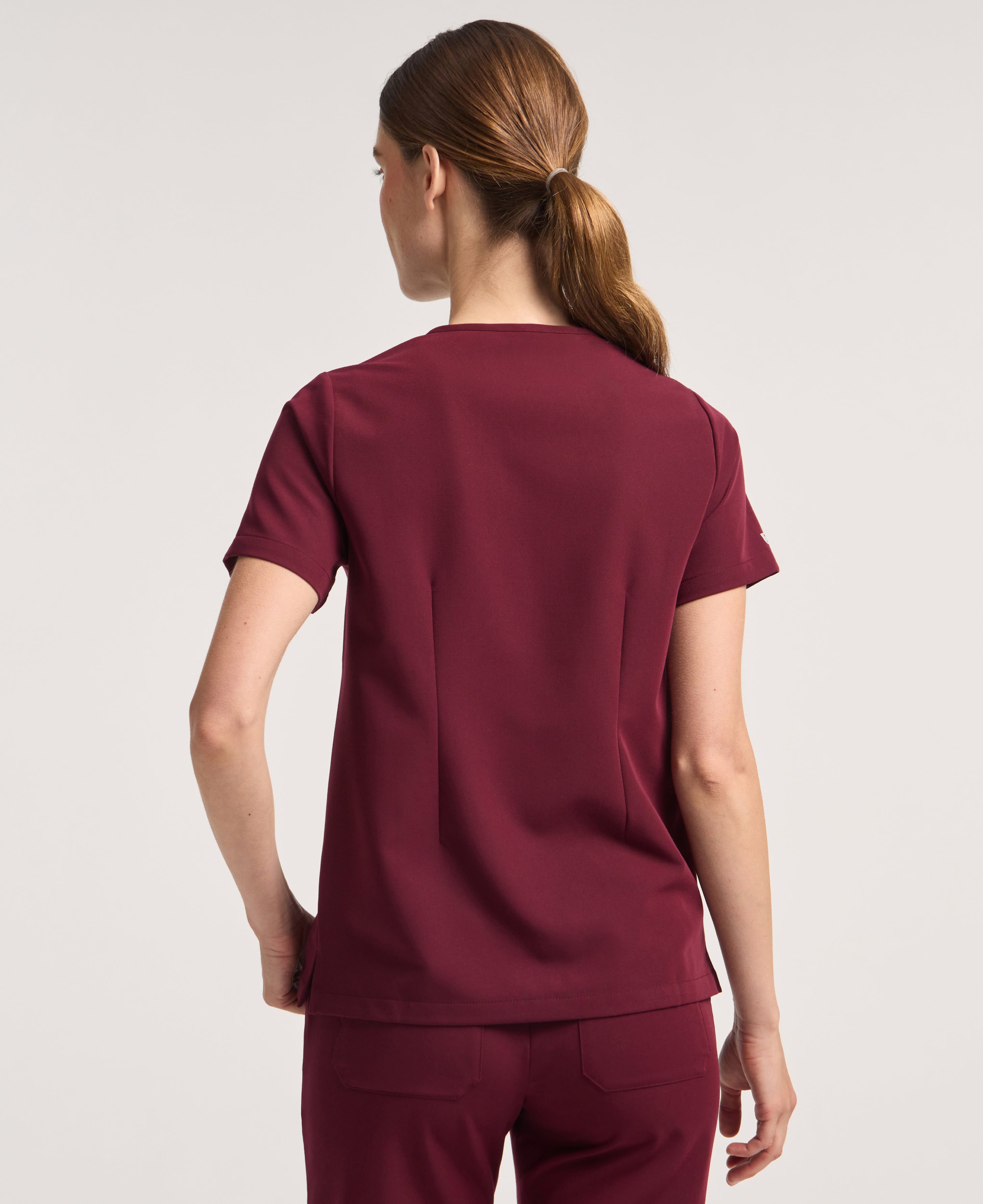 Jaanuu Rhena 1-Pocket Scrub Top in Burgundy, product photo 6 of 6