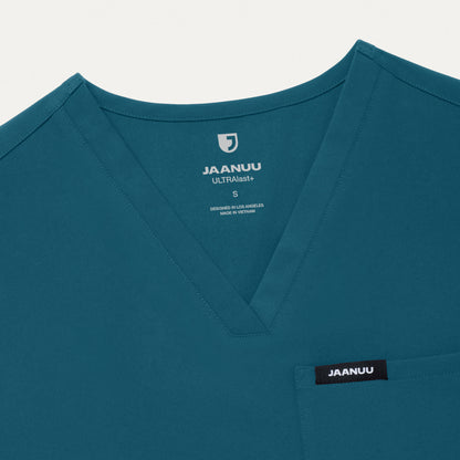 Rhena Slim Essential 1-Pocket Scrub Top - Caribbean Blue