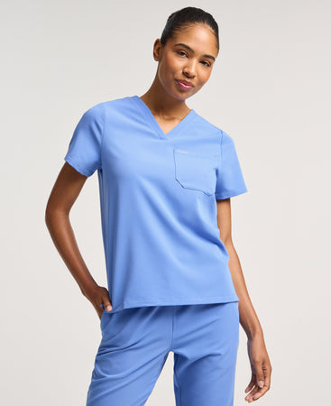 Rhena 1-Pocket Scrub Top - Ceil Blue – JAANUU