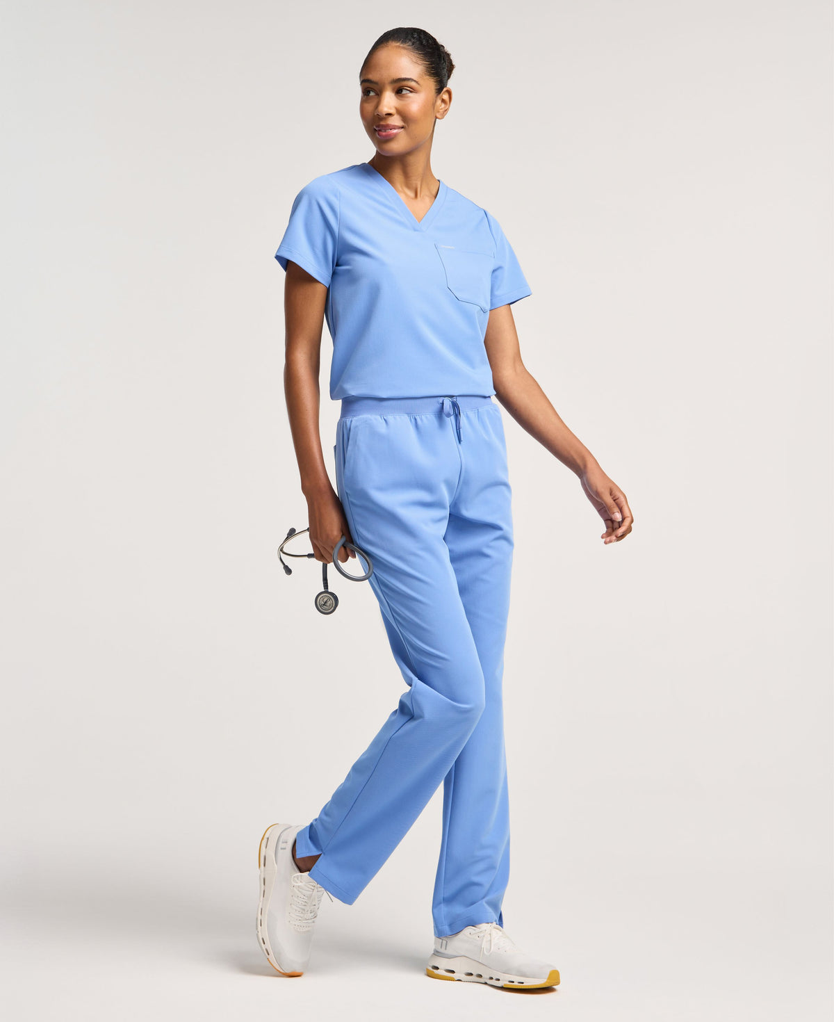 Jaanuu Rhena 1-Pocket Scrub Top in Ceil Blue, product photo 2 of 6