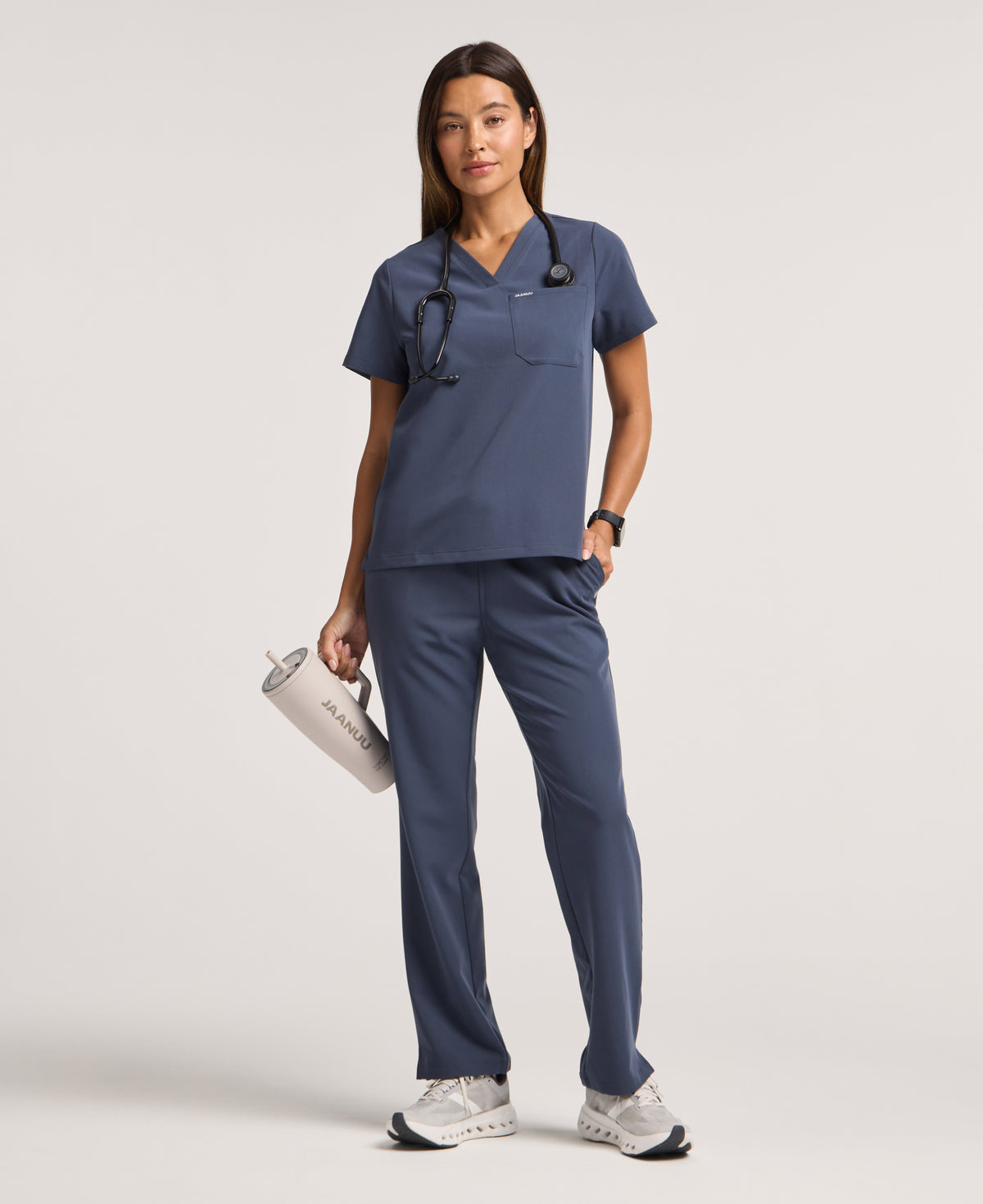 Jaanuu Rhena 1-Pocket Scrub Top in Carbon Gray, product photo 2 of 6
