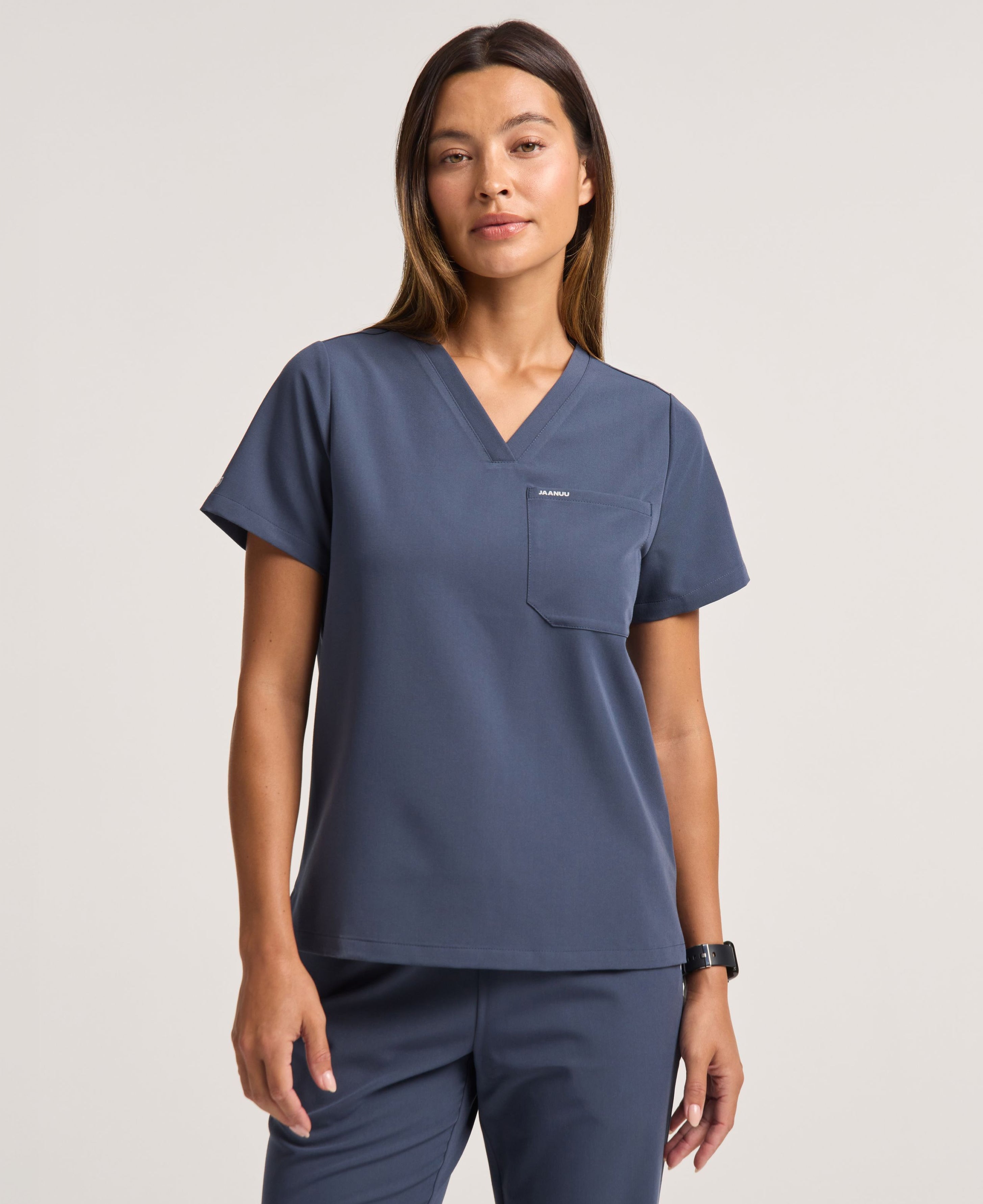 Jaanuu Rhena 1-Pocket Scrub Top in Carbon Gray, product photo 3 of 6