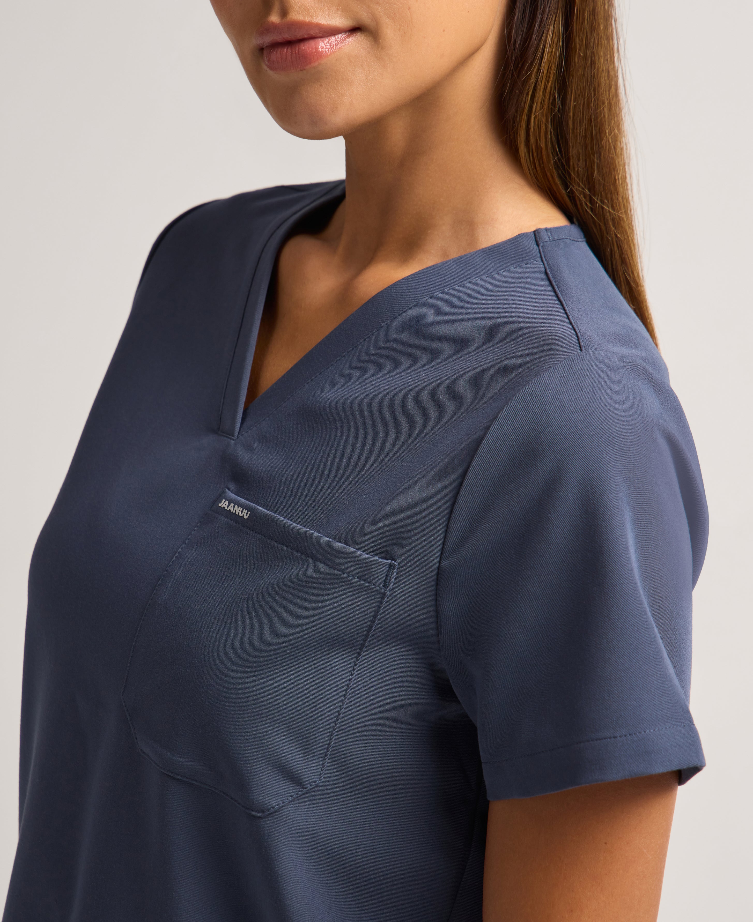 Jaanuu Rhena 1-Pocket Scrub Top in Carbon Gray, product photo 5 of 6