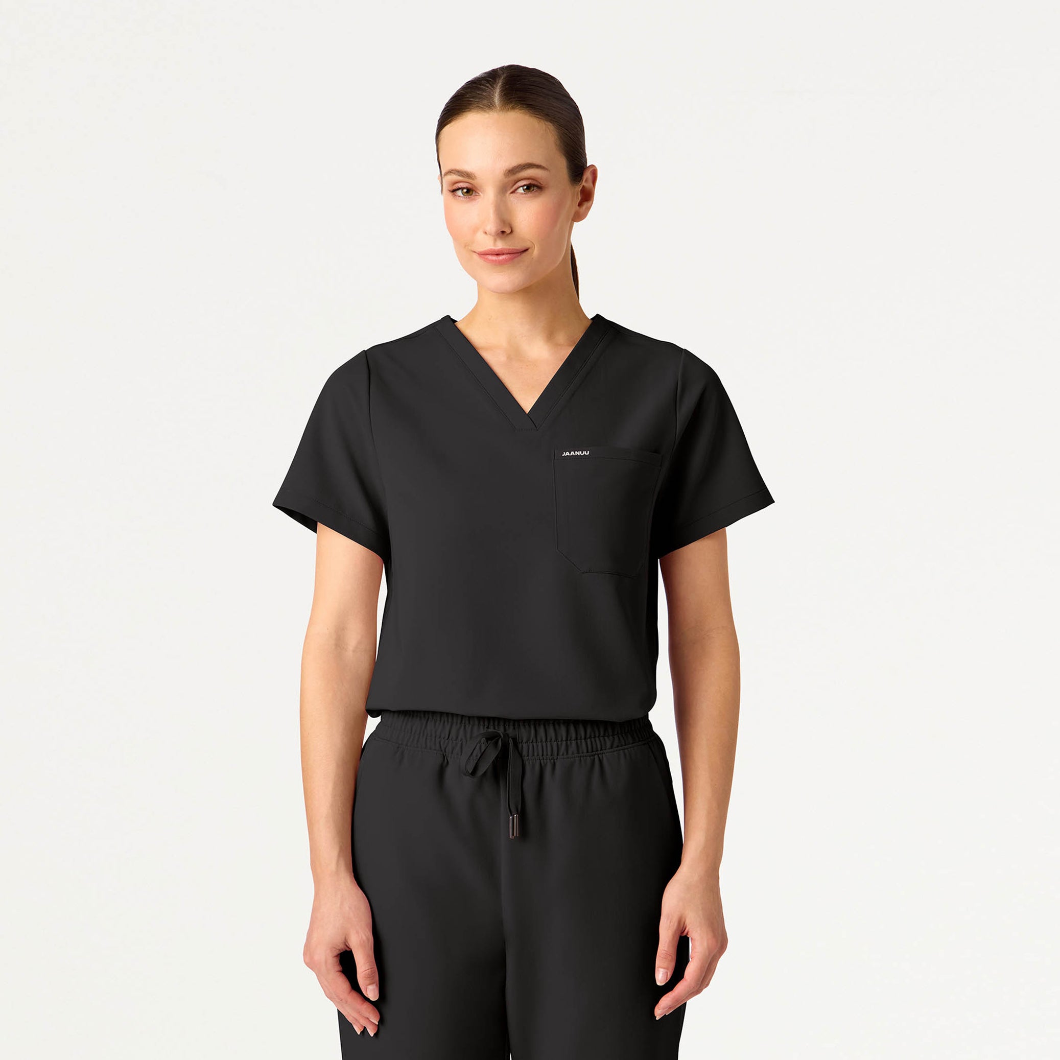 Rhena Essential 1-Pocket Scrub Top - Charcoal