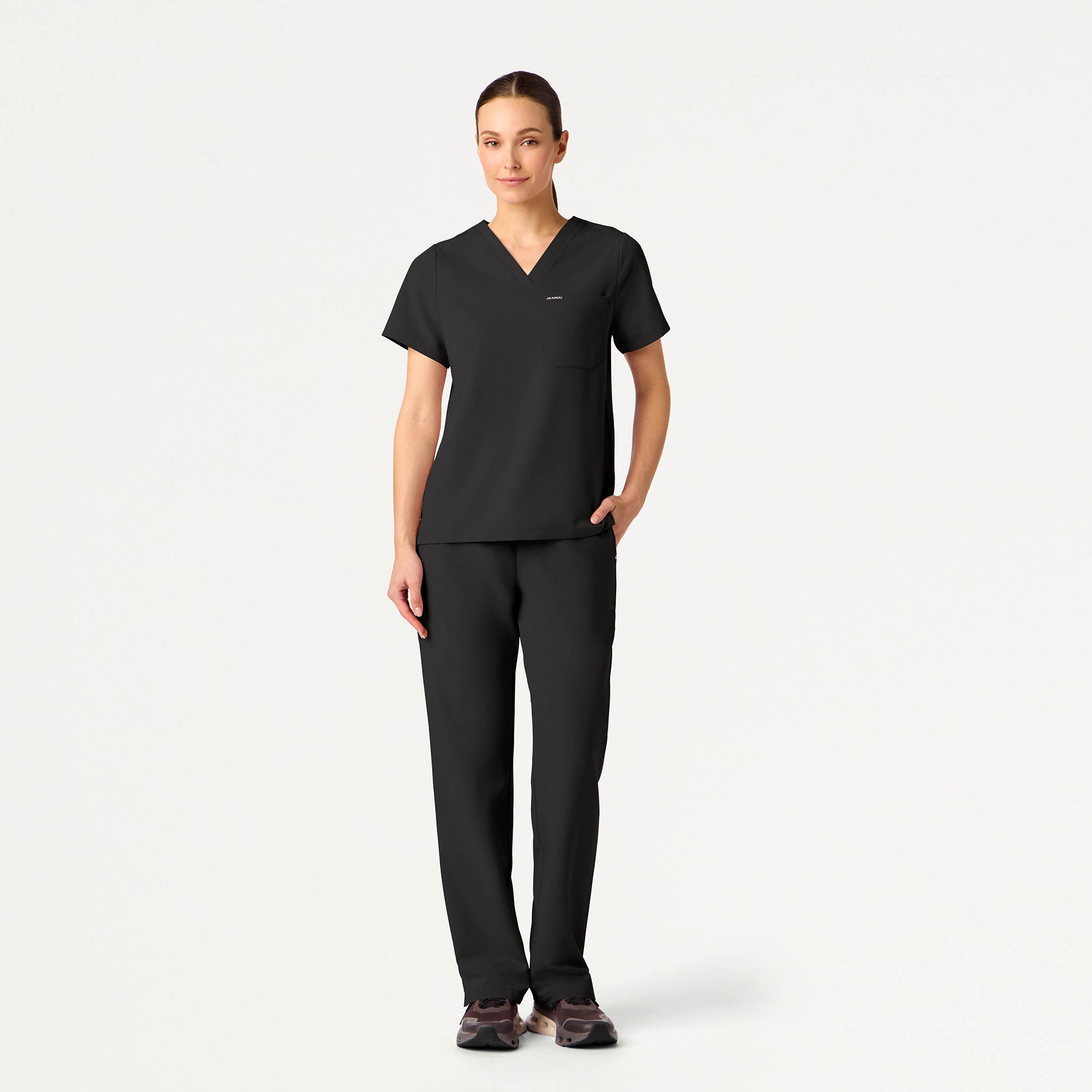 Rhena Essential 1-Pocket Scrub Top - Charcoal