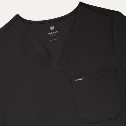 Rhena Essential 1-Pocket Scrub Top - Charcoal